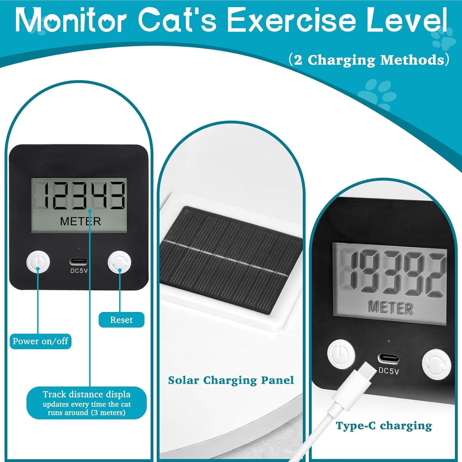 Large White and Gray ABS Cat Exercise Wheel with Pedometer