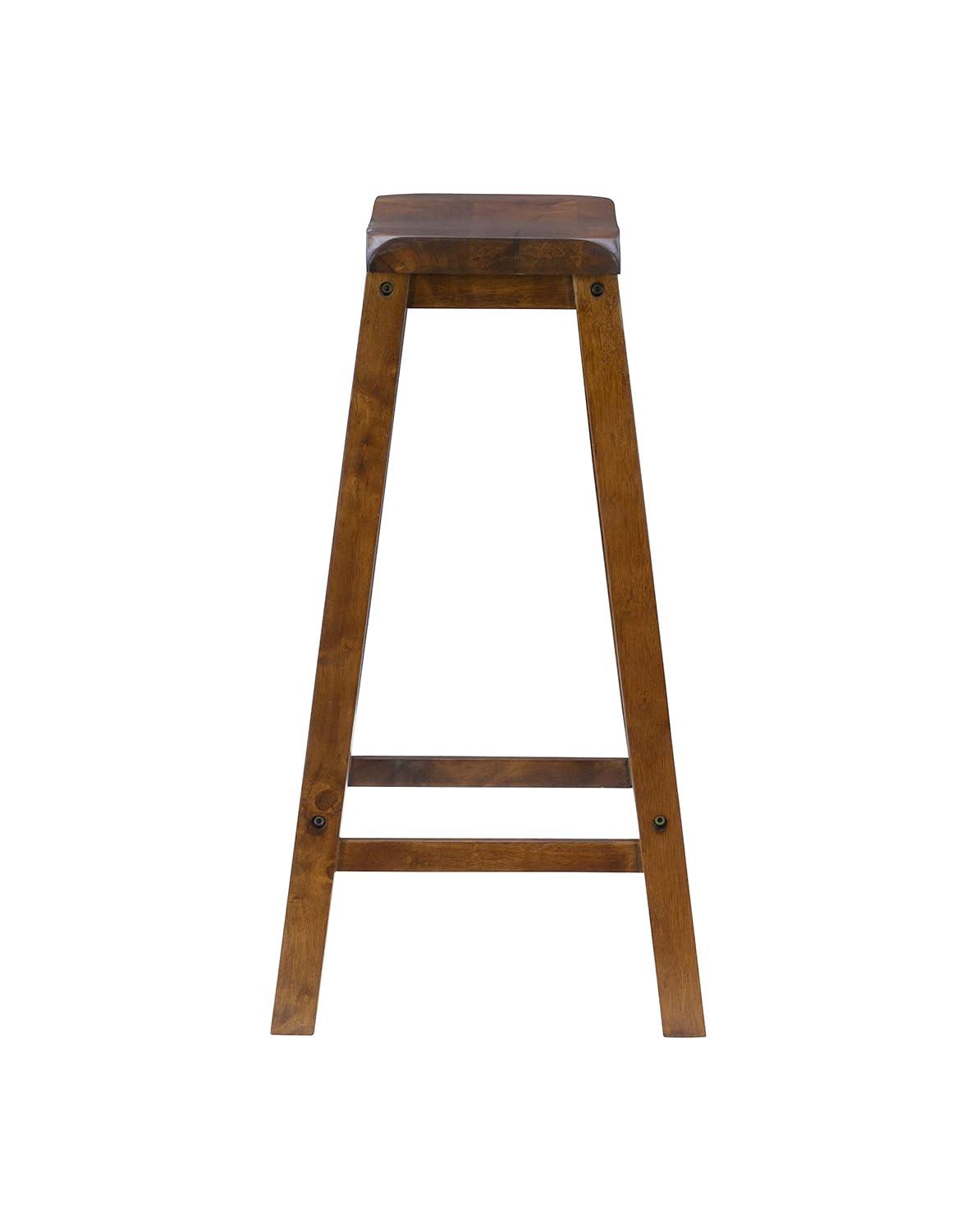 Linon Beamon 29" Sturdy Wood Backless Saddle Seat Bar Stool in Honey Brown