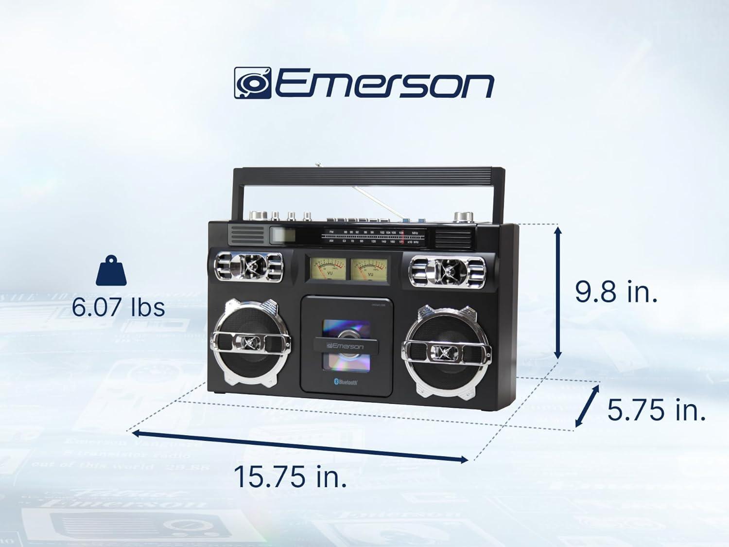 Emerson® Bluetooth® CD/Radio Retro Boom Box, Black, EPB-3004