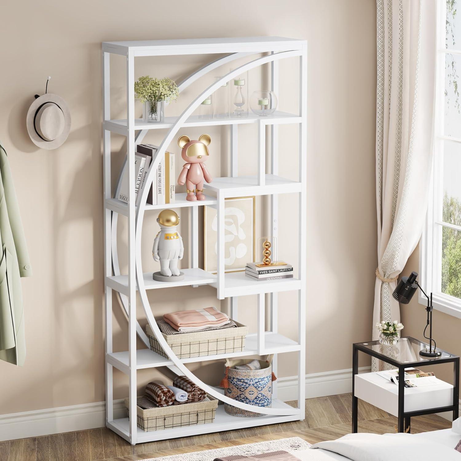Tribesigns Bookshelf, Industrial 5-Tier Etagere Bookcase, 70.8 inch Tall Bookshelf with 8 Open Storage Shelf, Book Shelf Display Tack Shelving Unit for Home Office Living Room, Rustic Brown