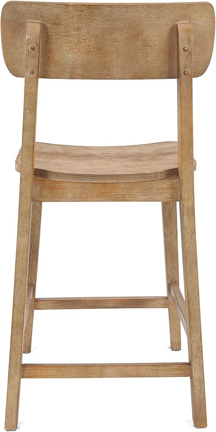 24" Torino Counter Height Barstool Barnwood - Boraam: Solid Wood, Farmhouse Style, Square Seat