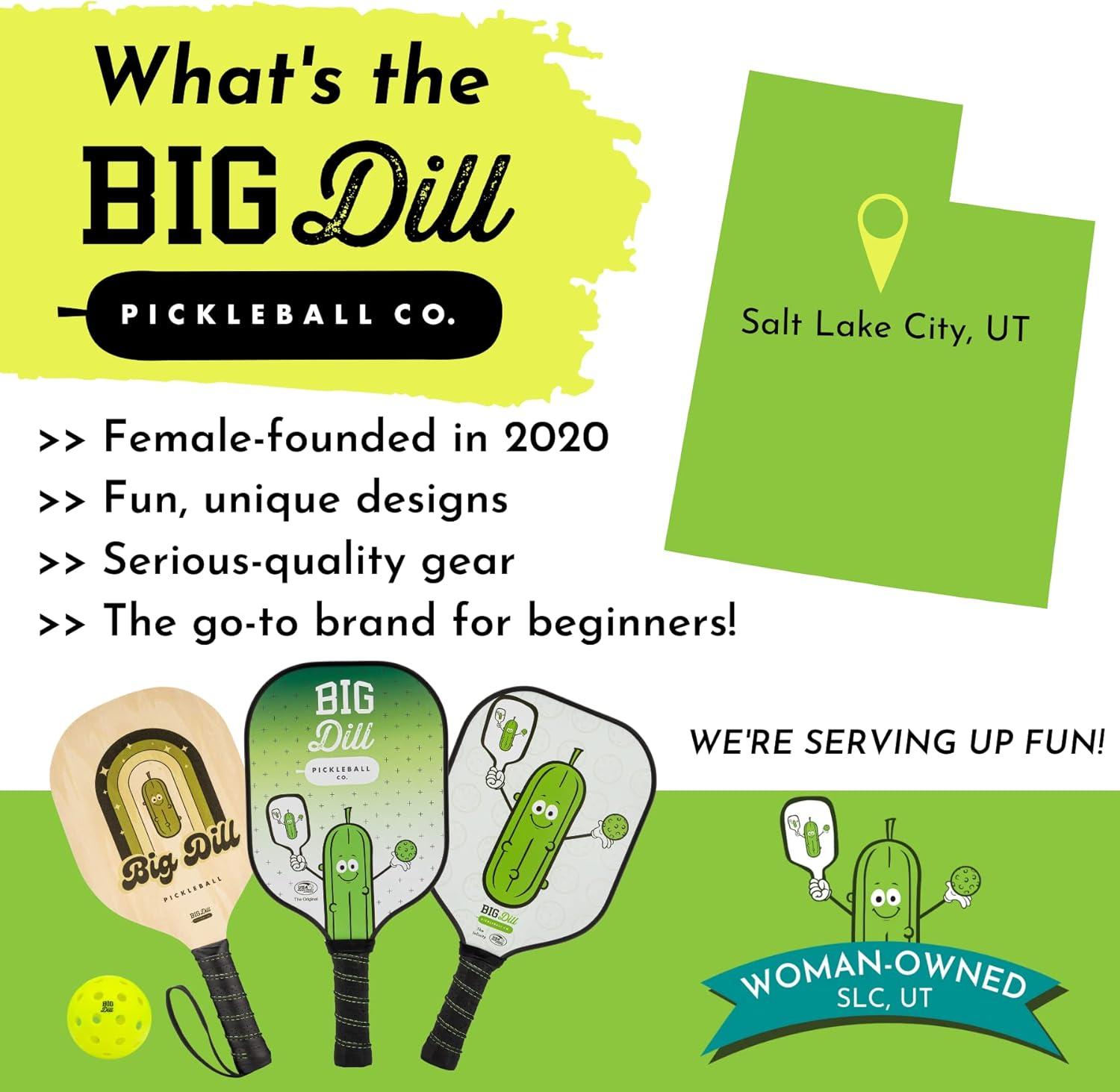 Big Dill Pickleball Co. Original Graphite Carbon Fiber Pickleball Paddles Set of 2 Paddles with Covers, 2 Pickleballs & Bag — Top-Rated Pickleball Set
