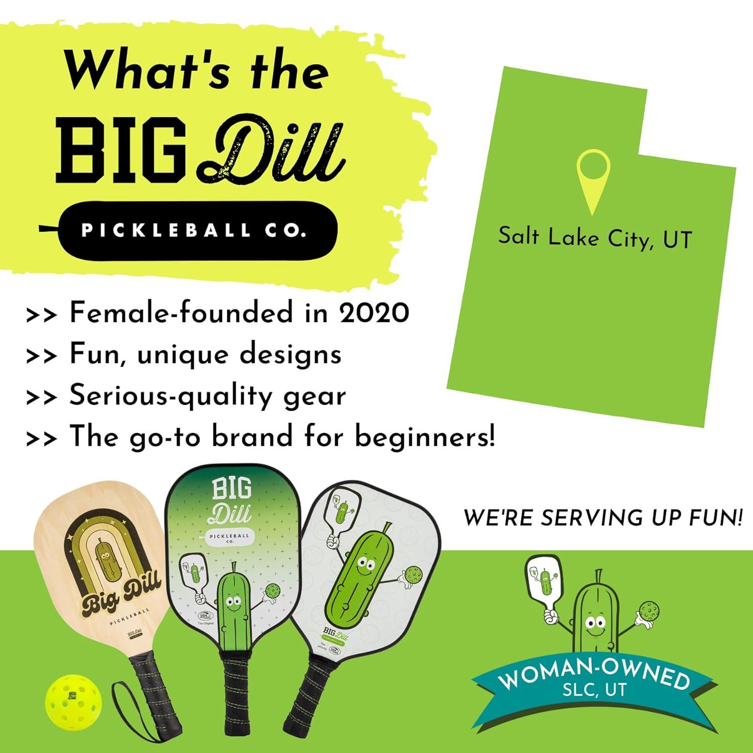 Big Dill Pickleball Co. Infinity Fiberglass Pickleball Paddles Set of 2 Paddles with Covers, 2 Pickleballs & Bag — Top-Rated Pickleball Set
