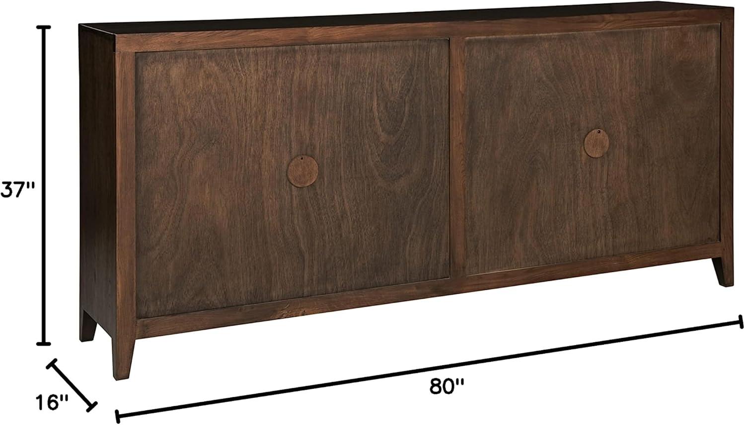 Balintmore 80" Brown Oak Veneer Accent Cabinet with Adjustable Shelving