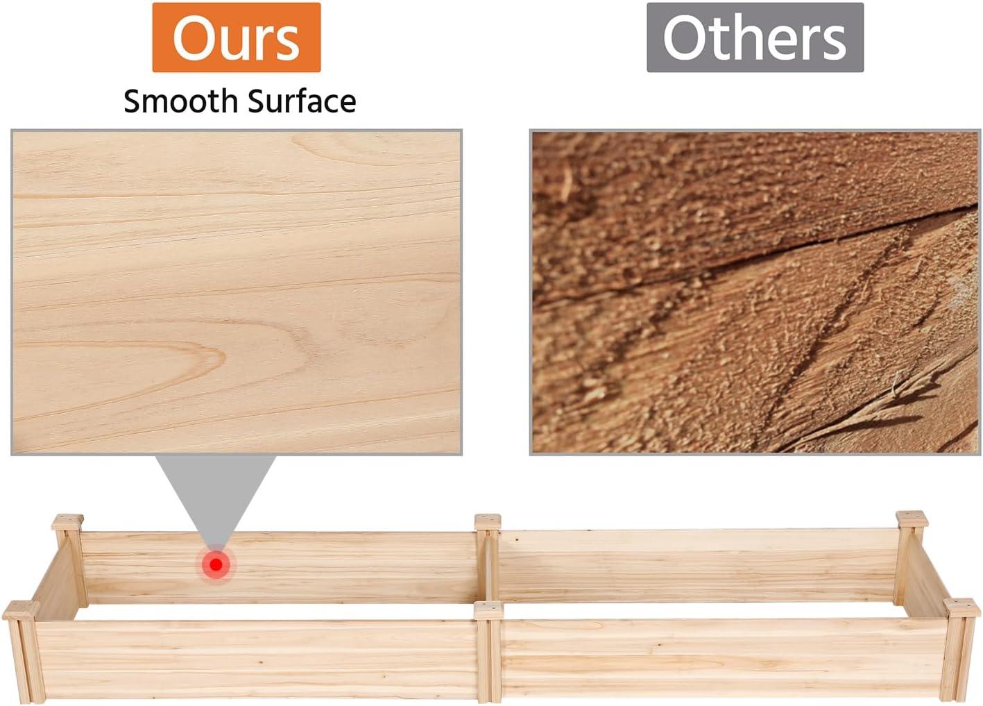 Yaheetech 8×2ft Wooden Horticulture Raised Garden Bed Divisible Elevated Planting Planter Box for Flowers/Vegetables/Herbs in Backyard/Patio Outdoor, Natural Wood, 95 x 25 x 11in