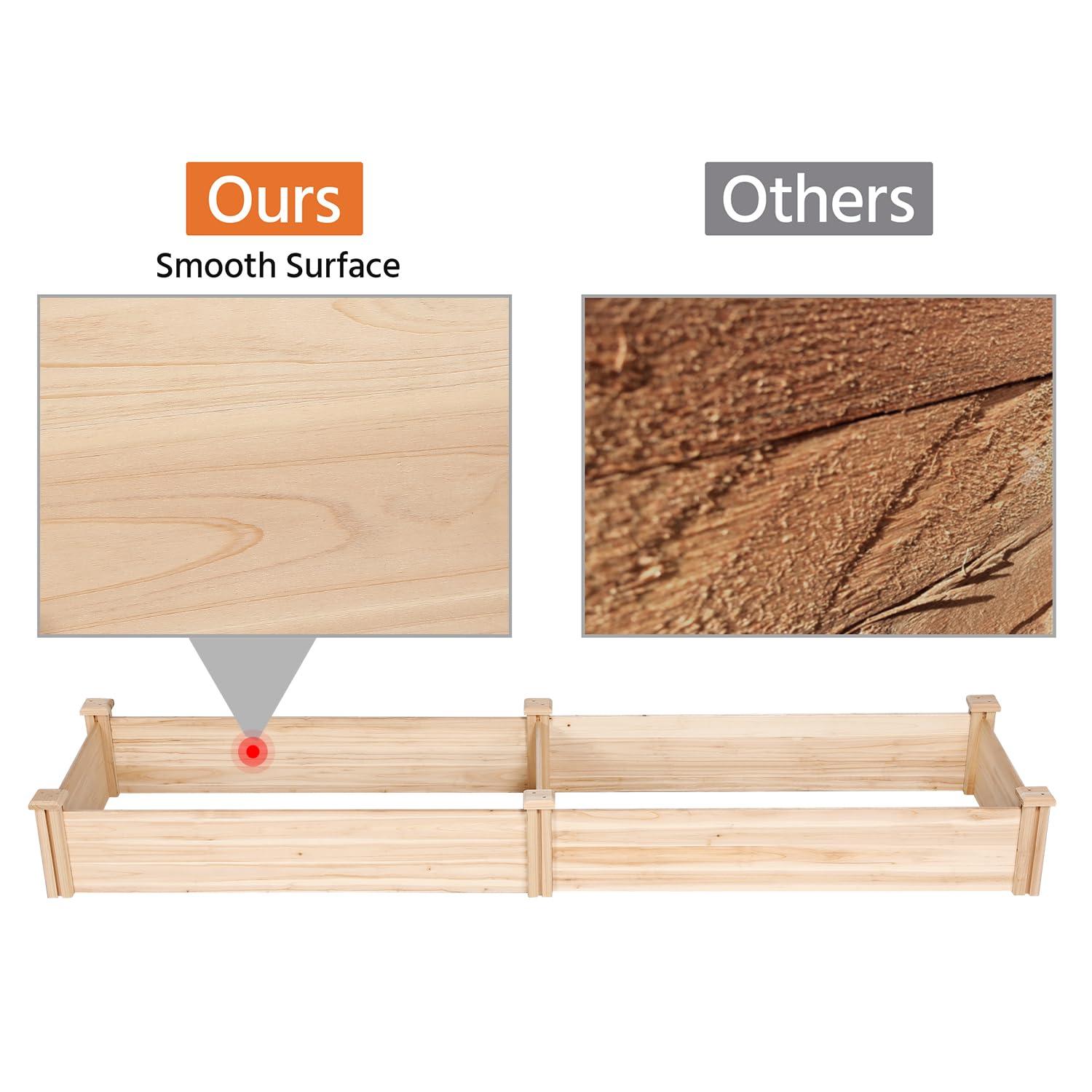 Yaheetech 8×2ft Wooden Horticulture Raised Garden Bed Divisible Elevated Planting Planter Box for Flowers/Vegetables/Herbs in Backyard/Patio Outdoor, Natural Wood, 95 x 25 x 11in