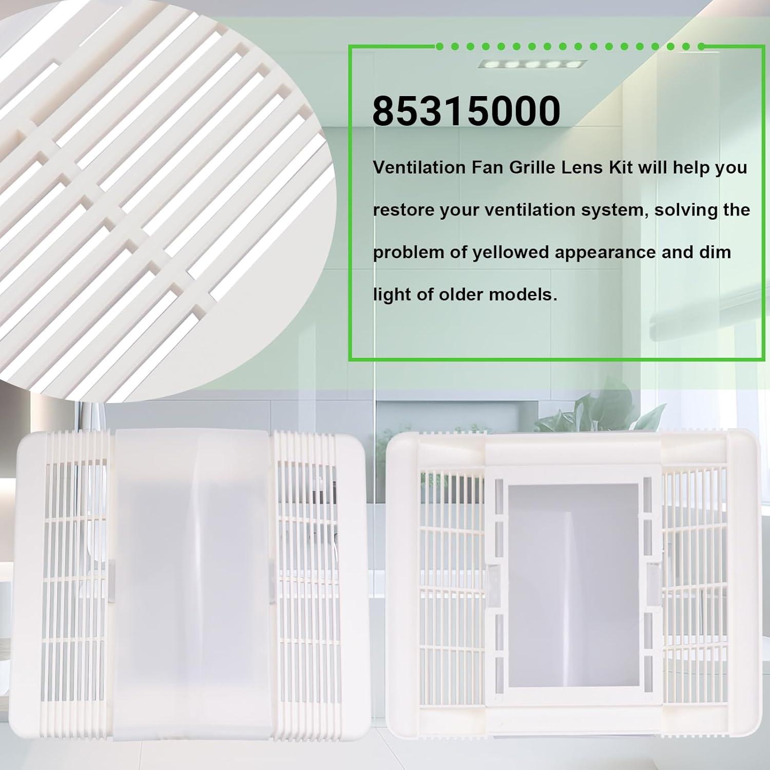 85315000 Bathroom Exhaust Fan Cover Ventilation Fan Grille Lens Assembly Replacement Parts for Br-oan-Nut-one 663, 663N, 663FL, 663L, 663LN, 669L, 669LN, 669FN, 763RL, 763RLN, 770F 769RL