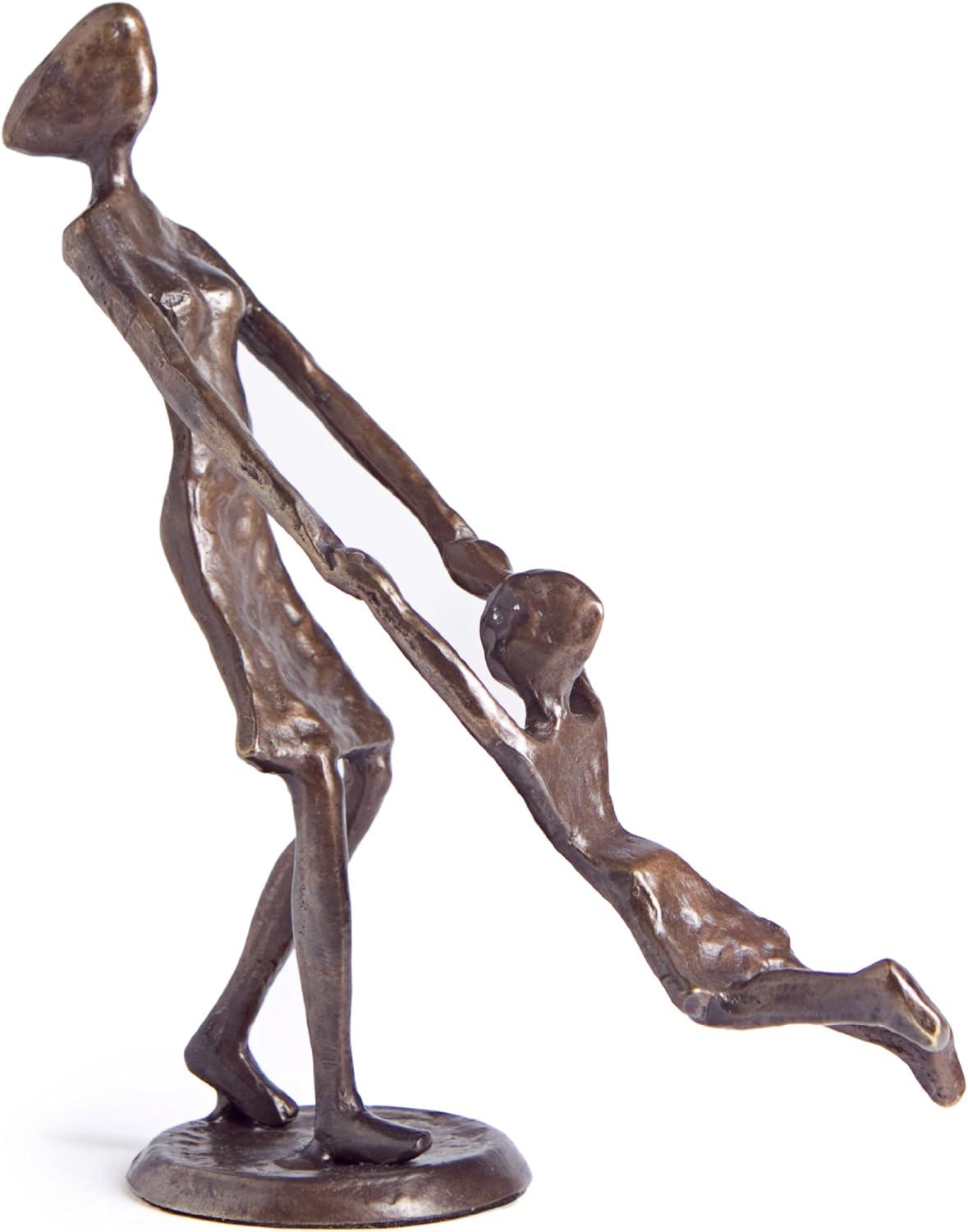 Bronze Mother Swinging Child Sculpture Figurine