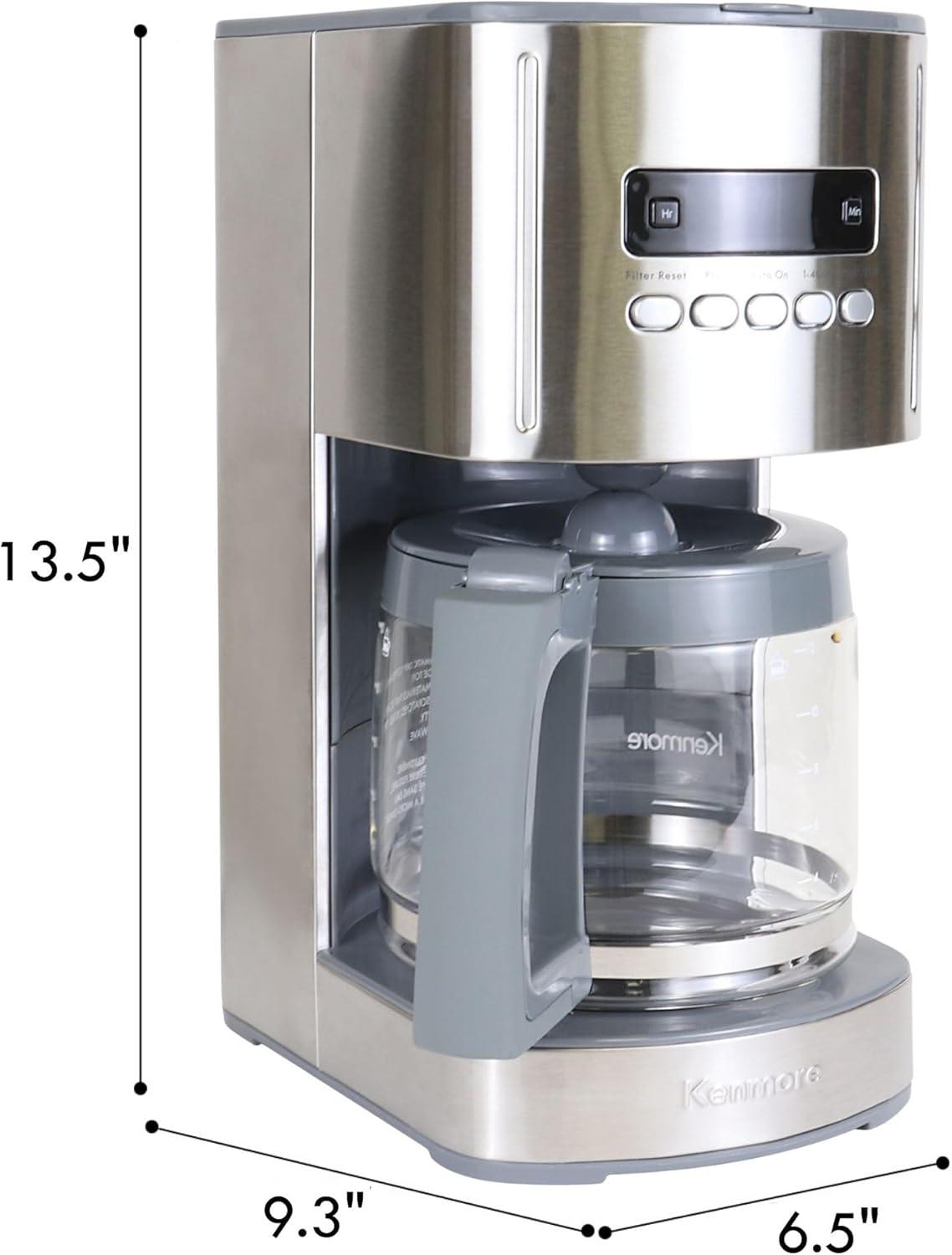 Kenmore Kenmore 12 Cup Programmable Coffee Maker, Stainless Steel, with Reusable Filter KKCM12S
