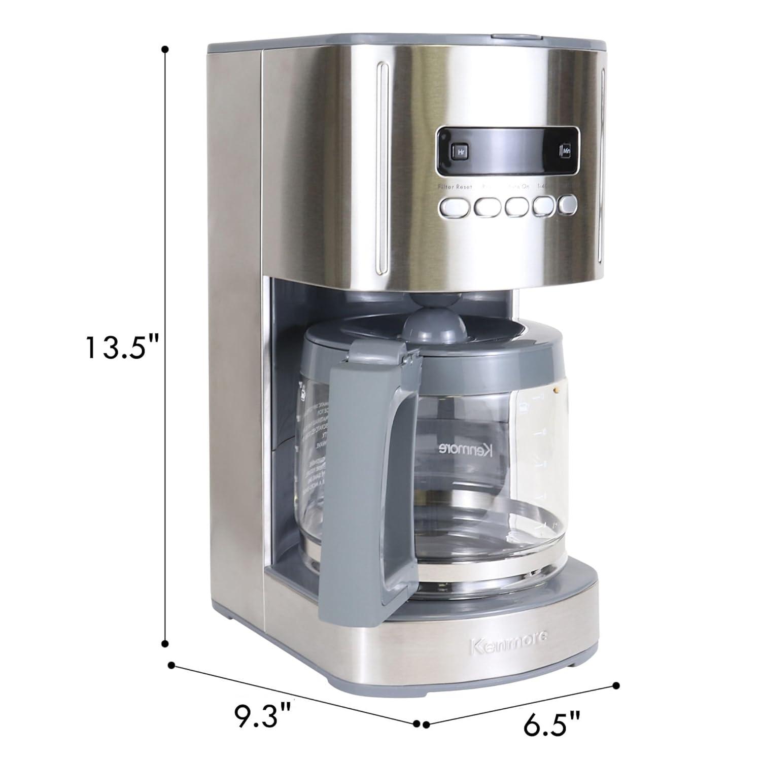 Kenmore Kenmore 12 Cup Programmable Coffee Maker, Stainless Steel, with Reusable Filter KKCM12S