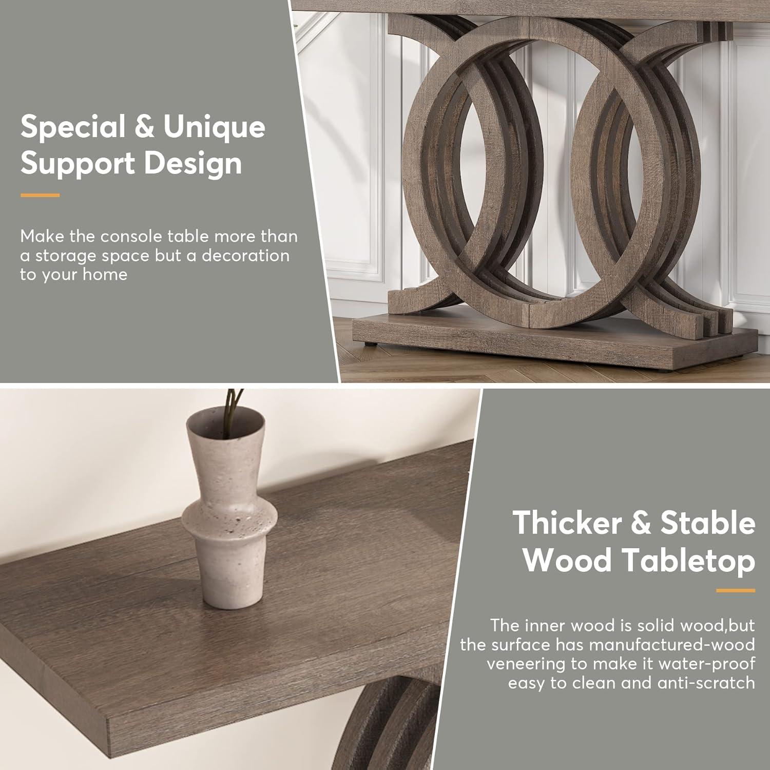 Farmhouse Console Sofa Table, 55 Inches Entryway Hallway Foyer Table White