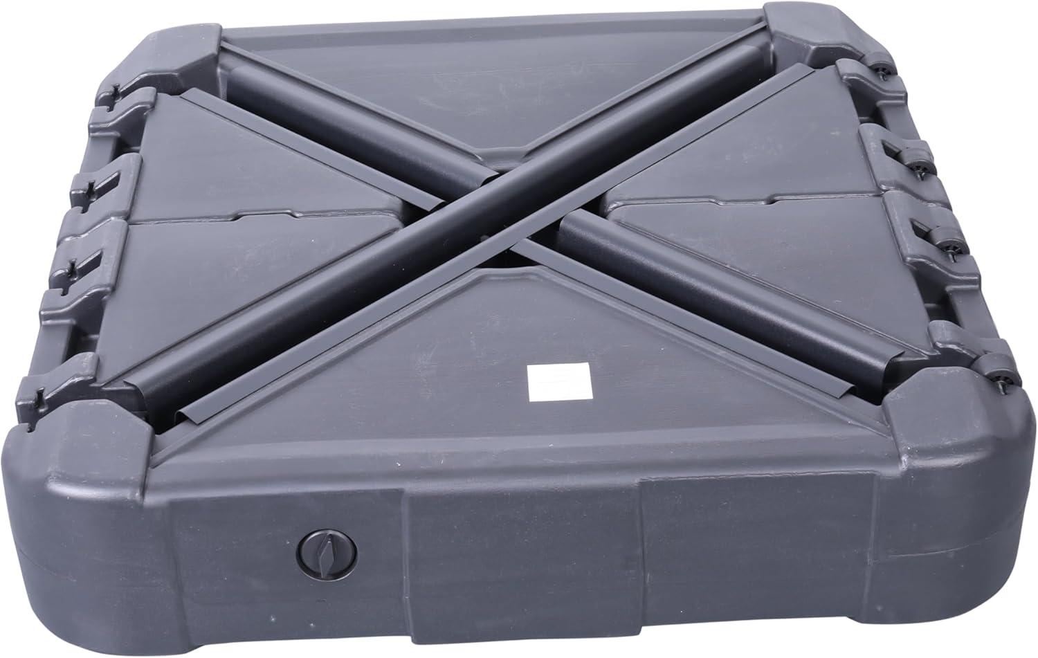 Flash Furniture Hank Heavy Duty Weather-Resistant Universal Offset Umbrella Base with Grooved Handles and Built-In Wheels in Black