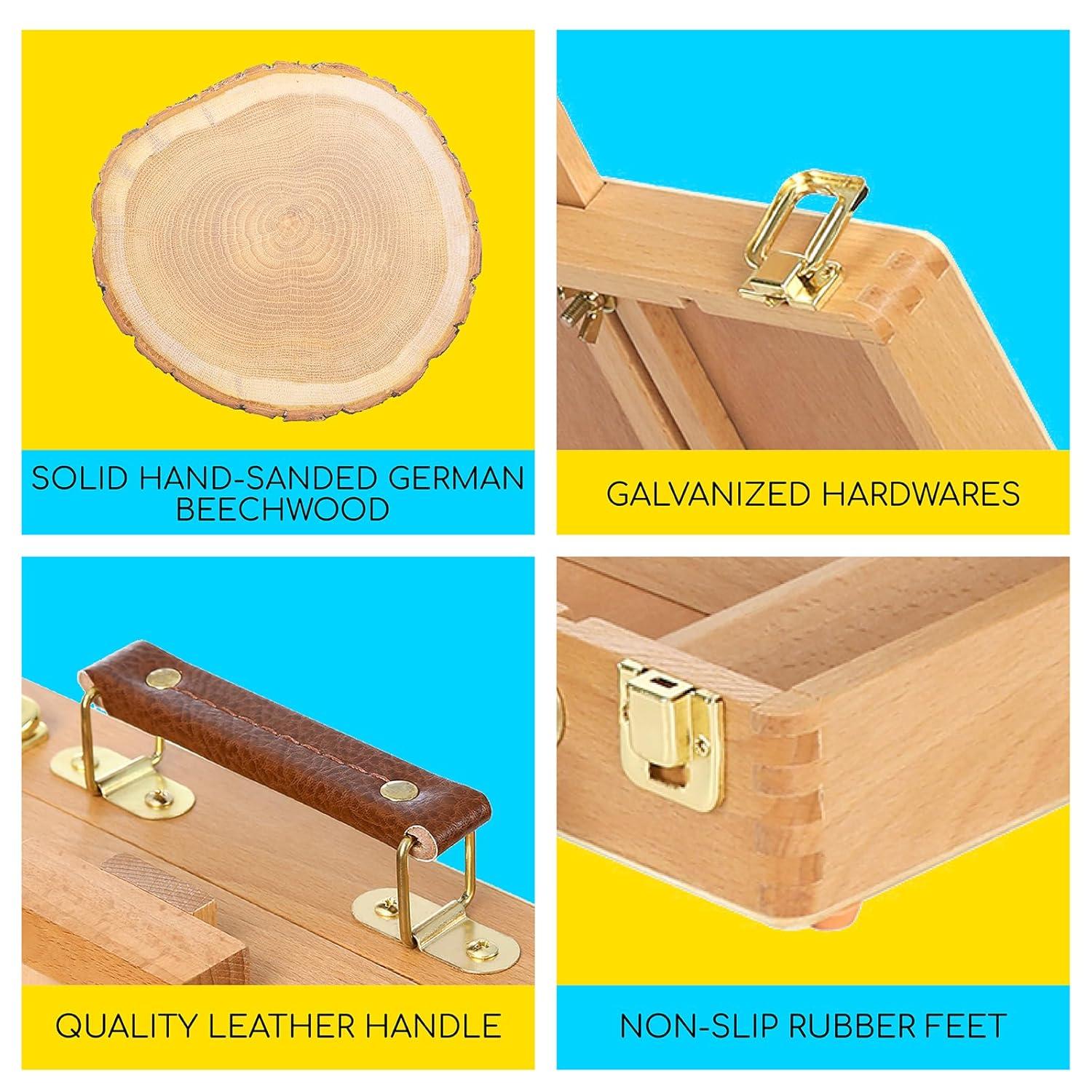 MEEDEN Tabletop Easel, Solid Beech Wood Table Top Art Easels for Painting Canvas, Sketchbox Easel, Adjustable Desktop Easel, Table Easel for Painting