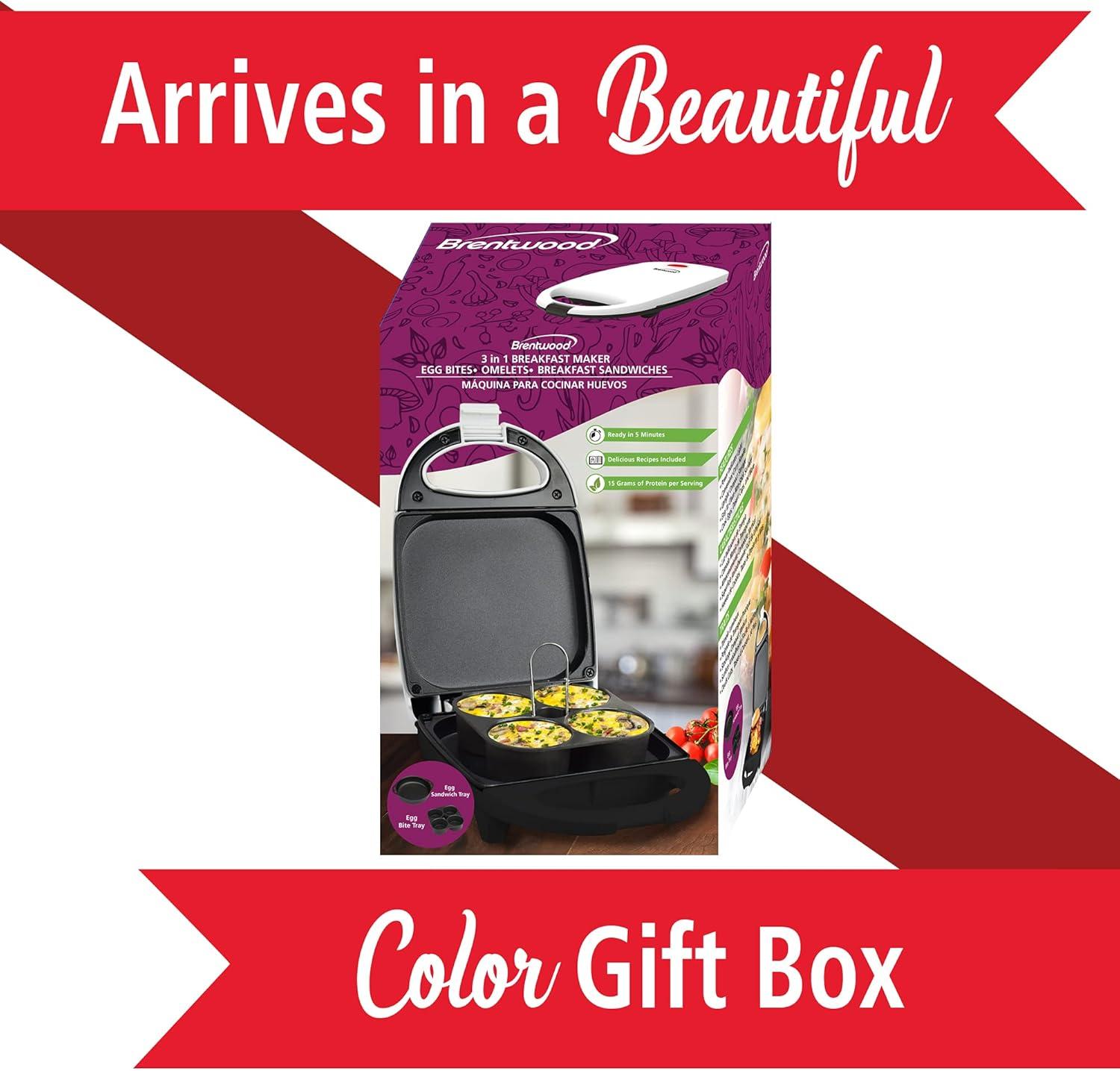 Brentwood TS-256W 530-Watt Mini Sous Vide-Style 8.5in. Length, 3.5in. Height Egg Bite Maker - White