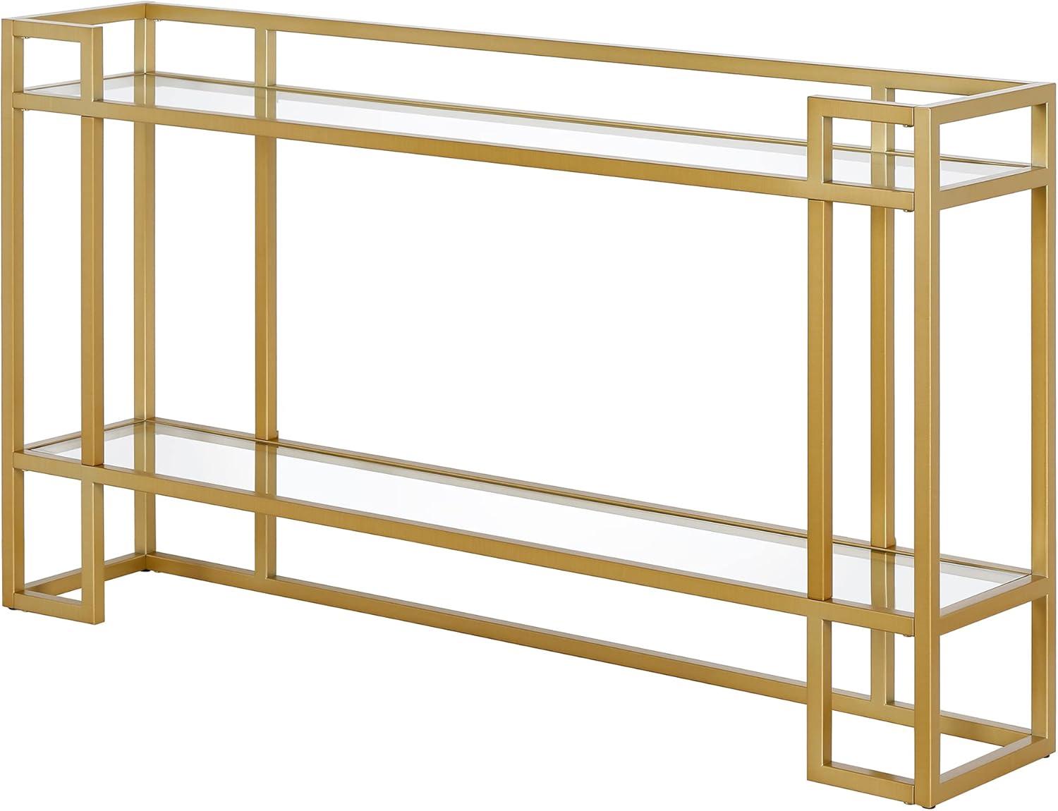 Evelyn&Zoe Uriel 52" Wide Rectangular Console Table, Brass