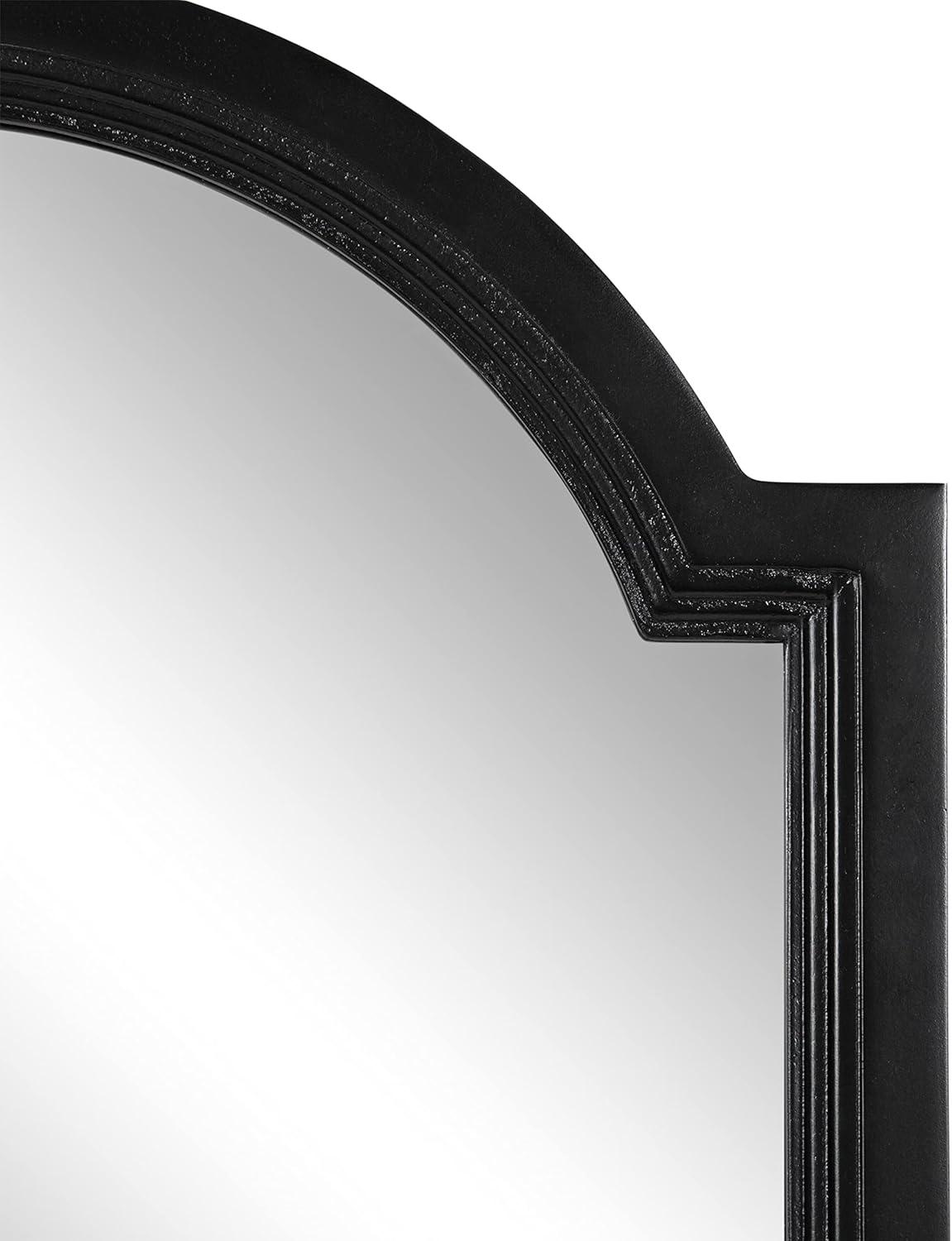 Kate & Laurel All Things Decor 18"x30" Ohara Arch Wall Mirror Black : Traditional Style, Rounded Top, Wall Mounted