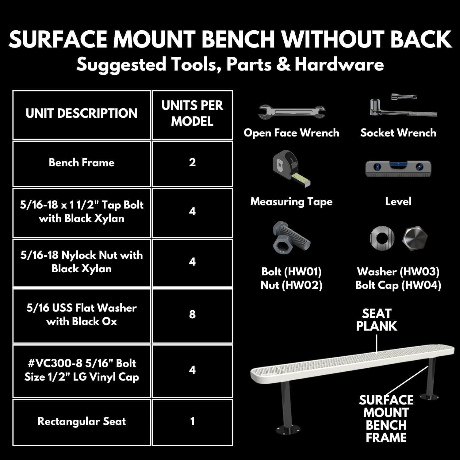 Coated Outdoor Furniture Heavy-Duty Outdoor Bench Thermoplastic Coated, Expanded Metal, Commercial-Grade Seating, Made in America (Surface Without Back, 6 Ft, Dark Blue)