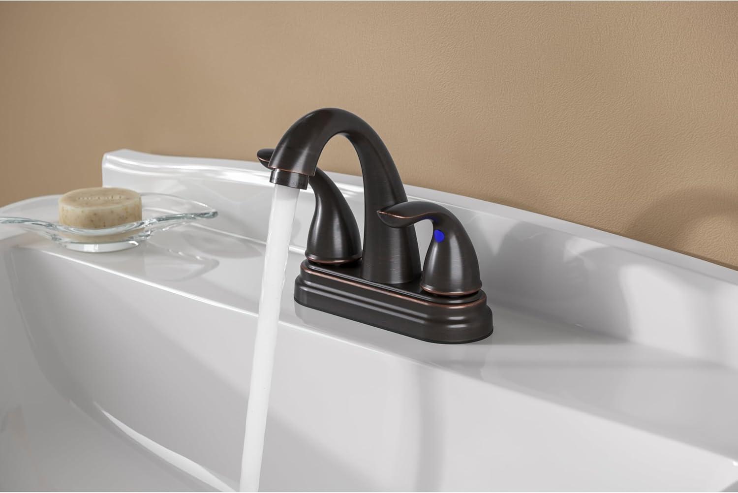 Centerset Bathroom Faucet with Drain Assembly