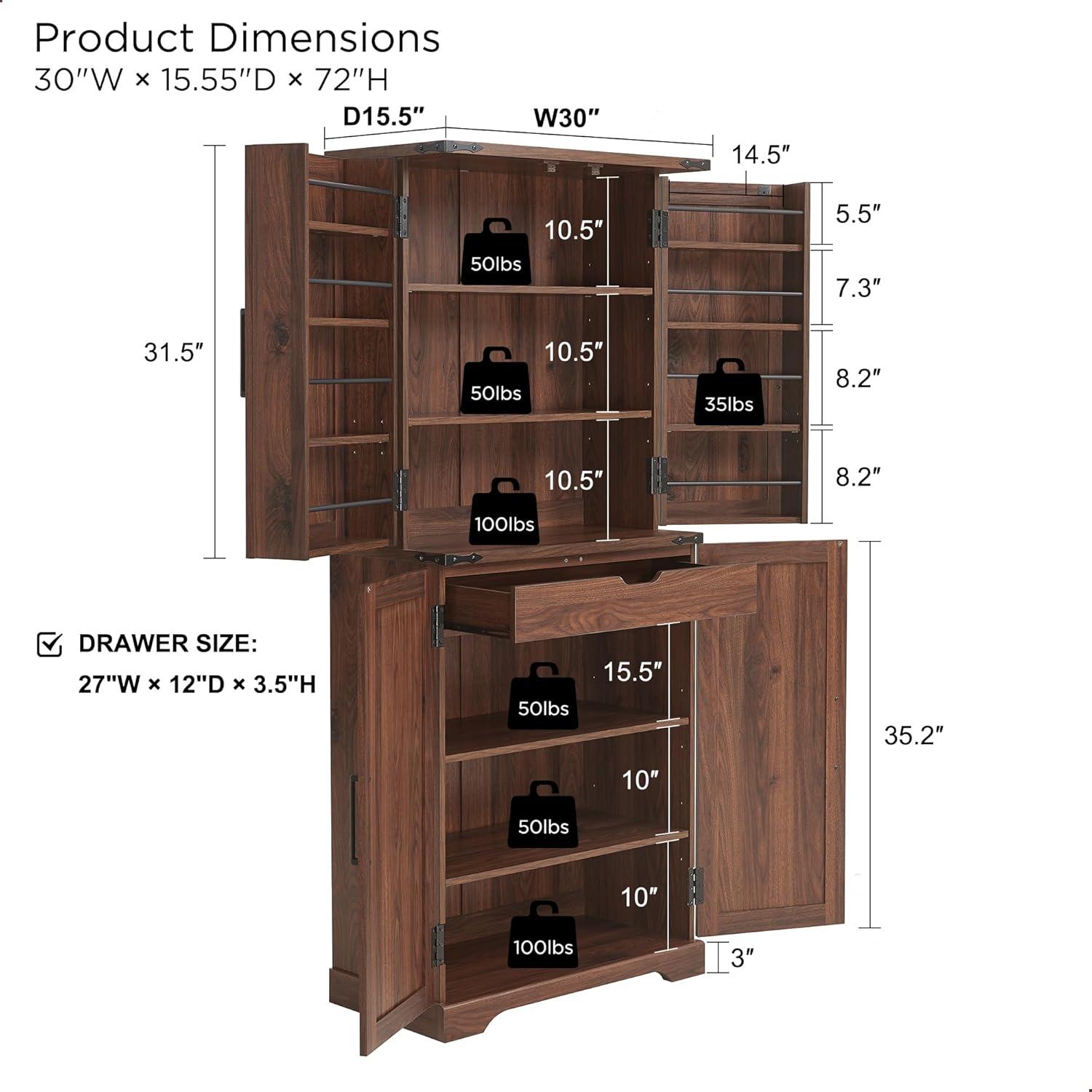 Rosalind Wheeler 72" Tall Kitchen Pantry, Farmhouse Storage Cabinet With Barn Doors, Drawer And Adjustable Shelves