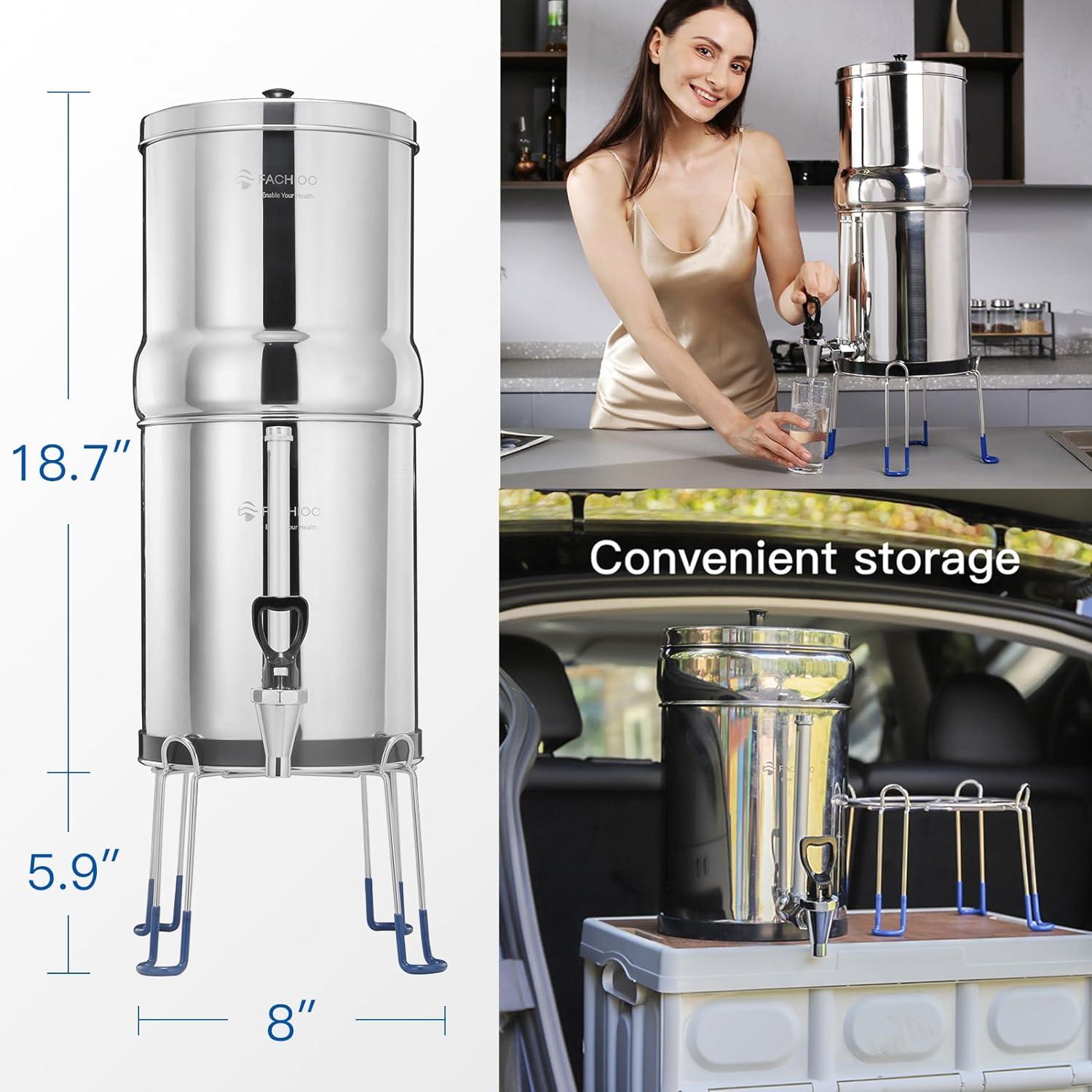 2.25 Gallon Stainless Steel Gravity-fed Water Filter System