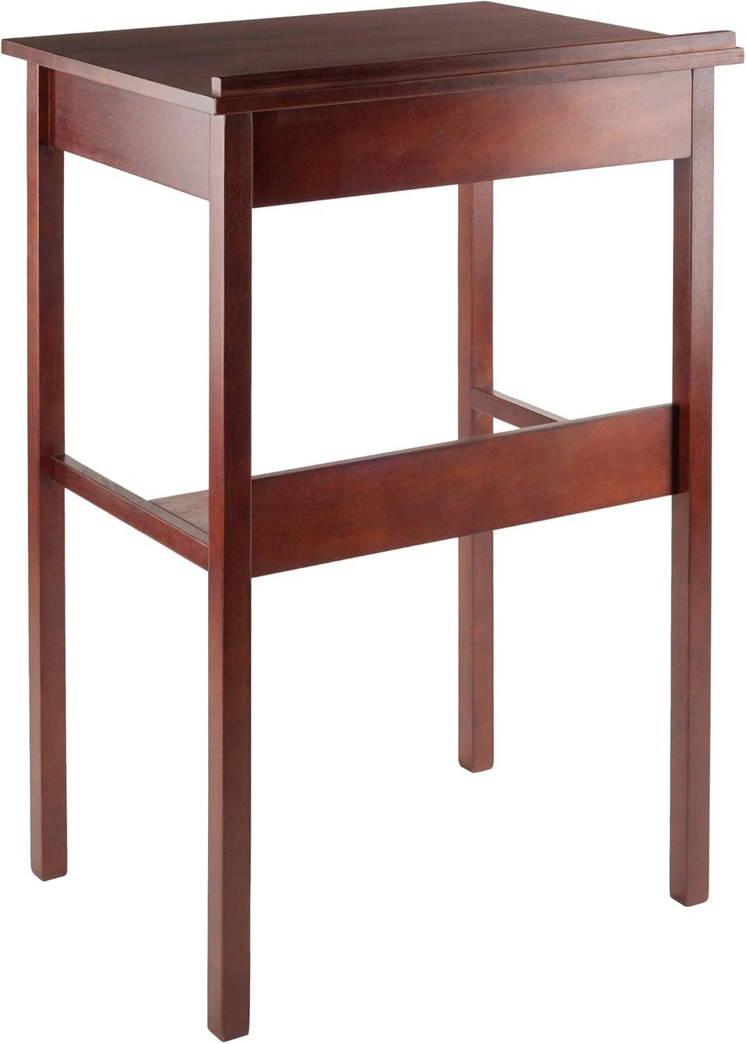 Winsome Ronald High Desk Walnut: Mid-Century Modern Standing Secretary, Spot Clean, No Storage