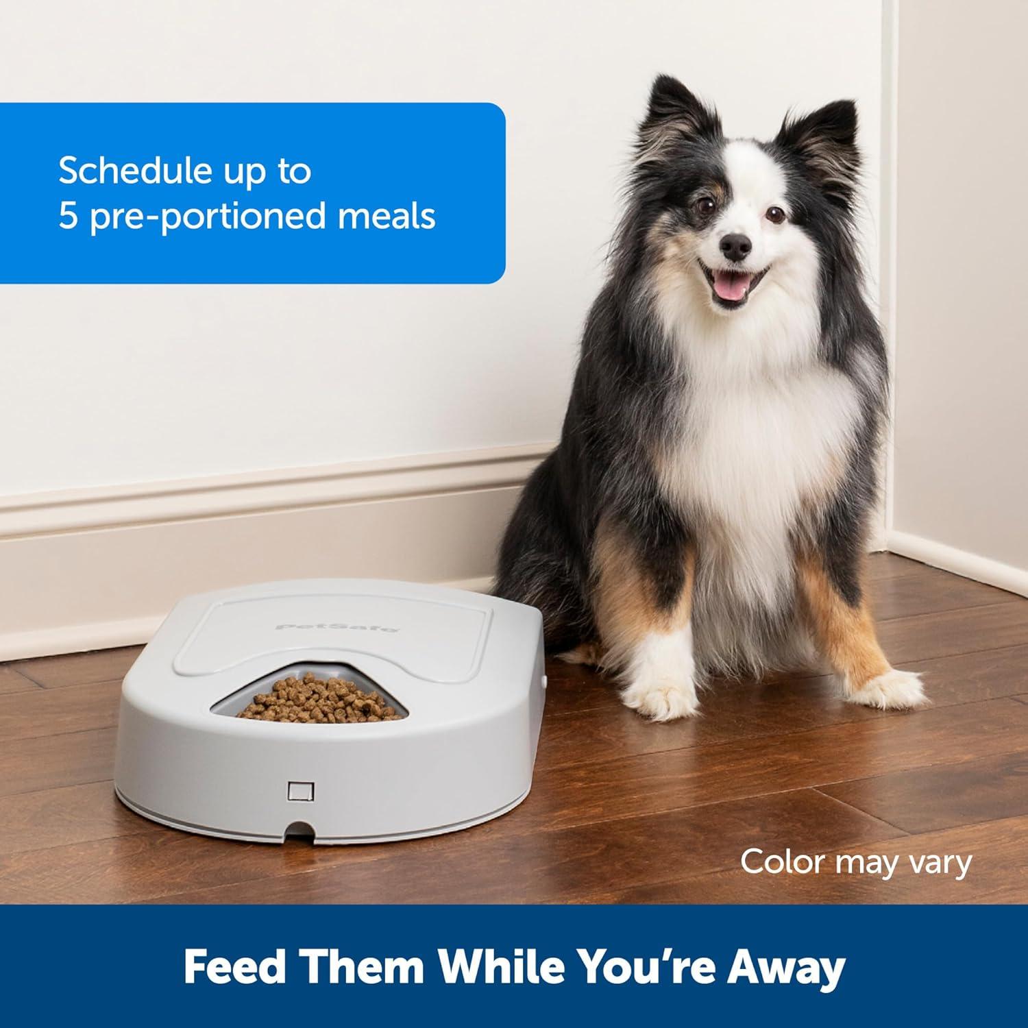 PetSafe 5 Meal Programmable Pet Food Dispenser, Automatic Dog and Cat Feeder - Dry or Semi-Moist Pet Food, Timed Cat Feeder or Dog Feeder, Slow Feed Portion Control (5 Cup/40 Ounce Total Capacity)