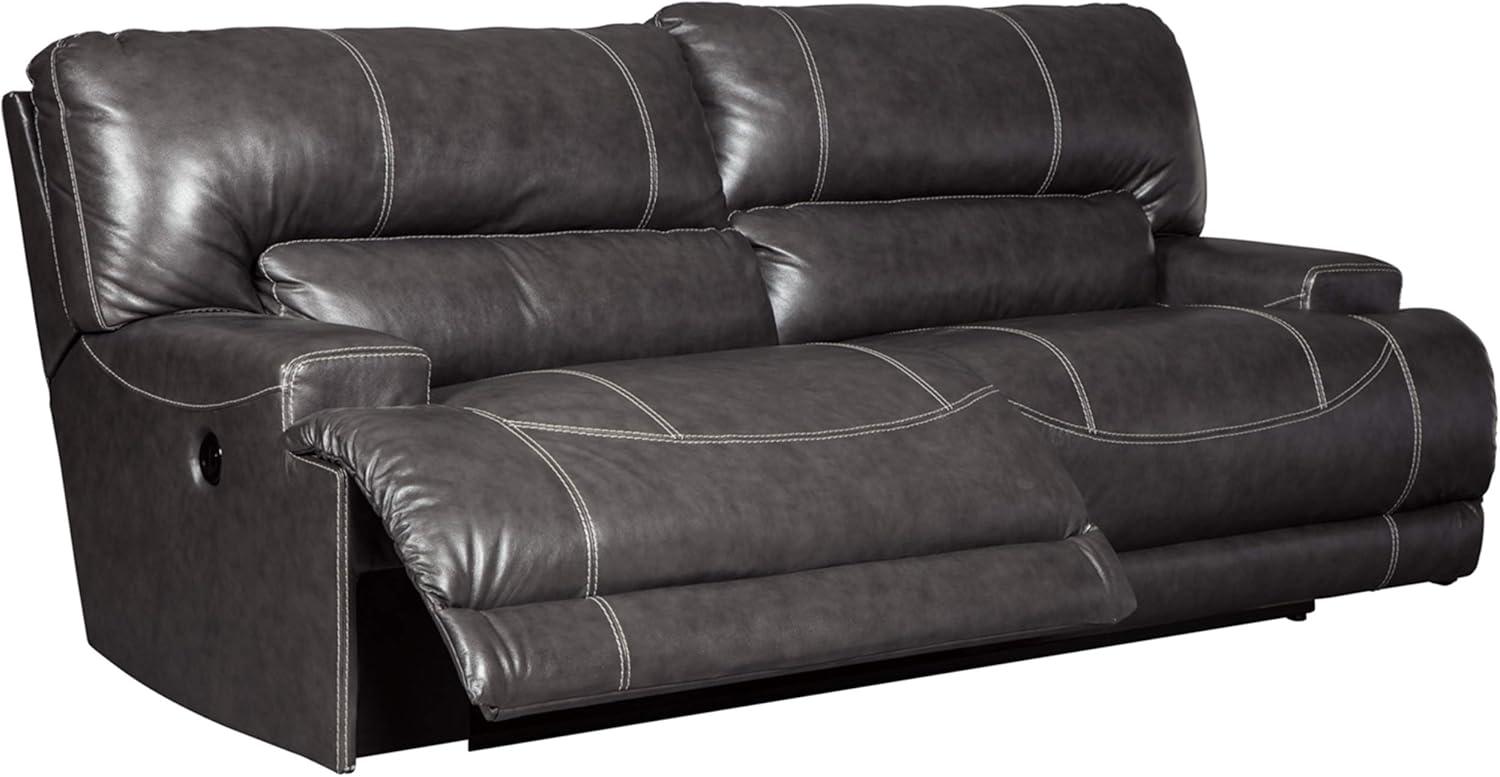 Signature Design by Ashley McCaskill Leather Power Reclining Sofa in Gray