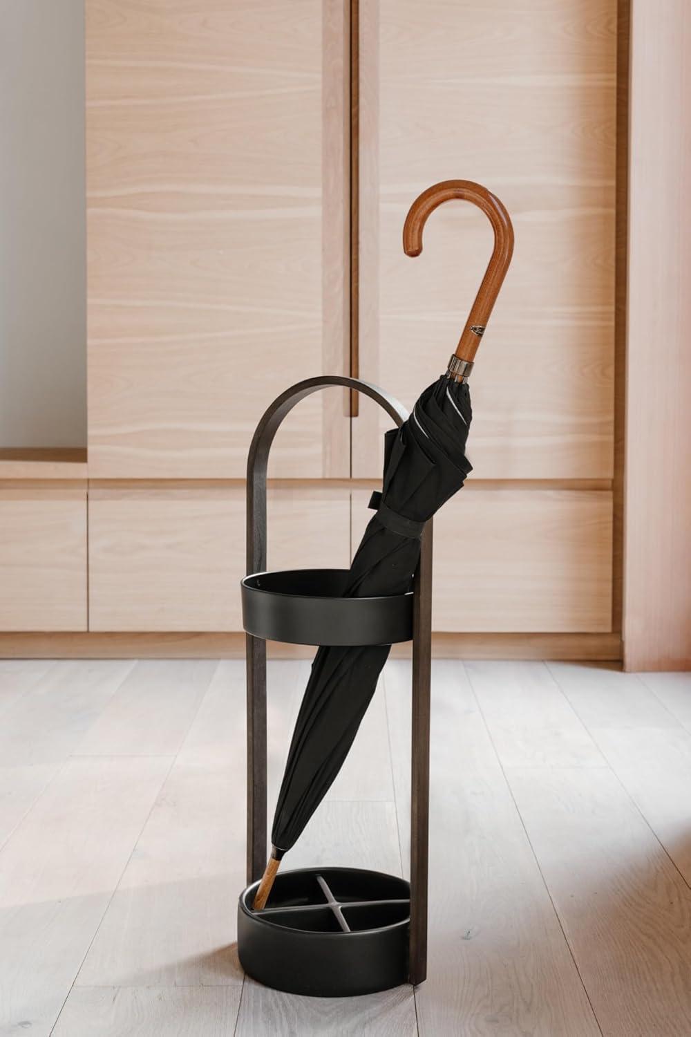 Bellwood Resin-Based Water-Resistant Umbrella Stand with Wood Veneer