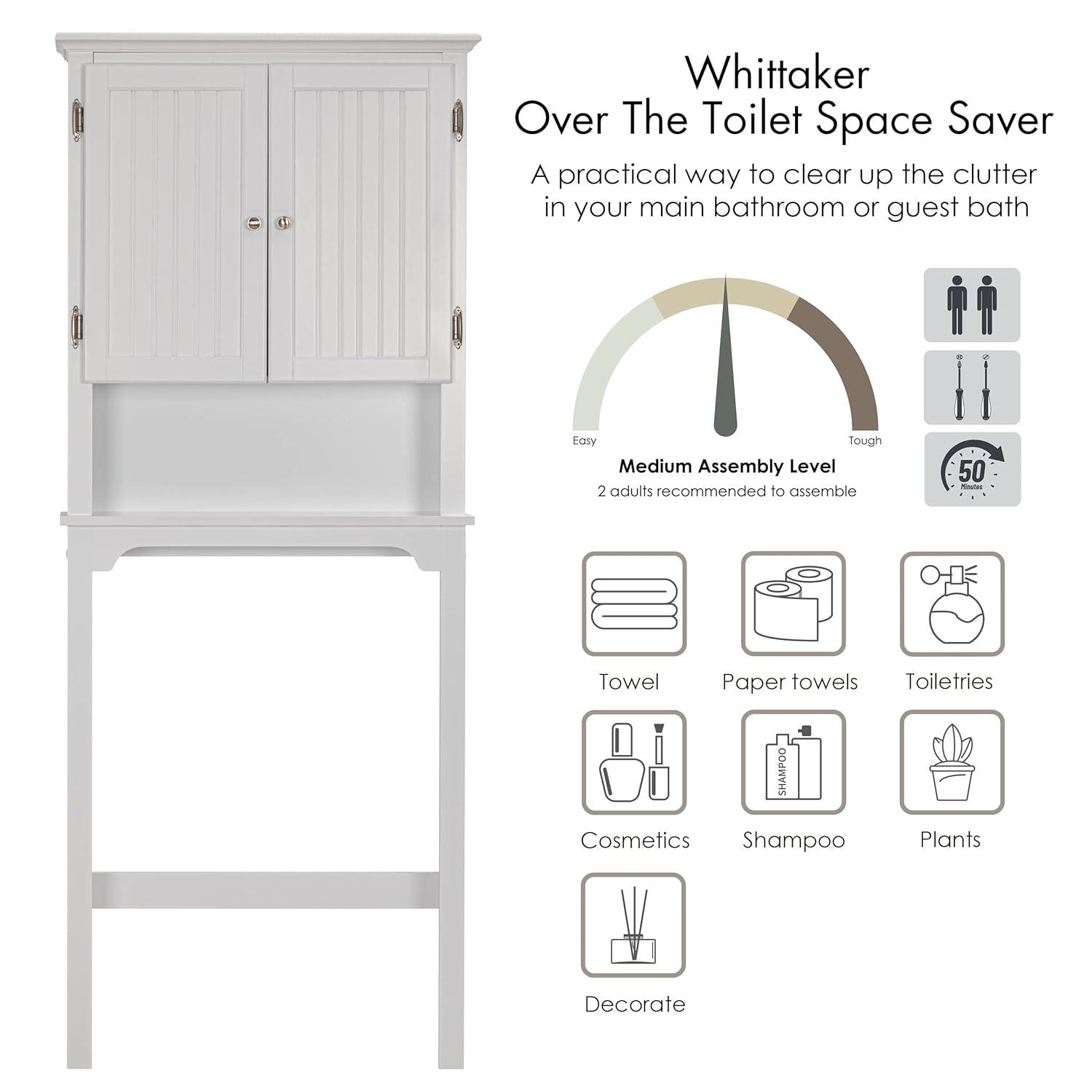 UTEX Bathroom Storage Over The Toilet, Bathroom Cabinet Organizer with Adjustable Shelves, Bathroom Space Saver for Bathroom, White