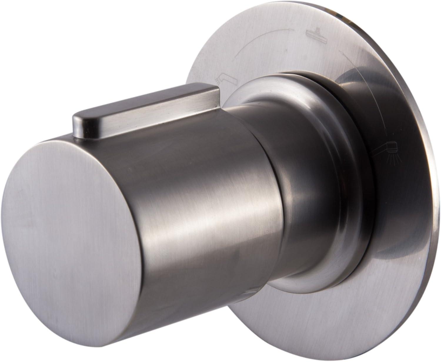 Brushed Nickel Modern Round Wall-Mounted Shower Diverter