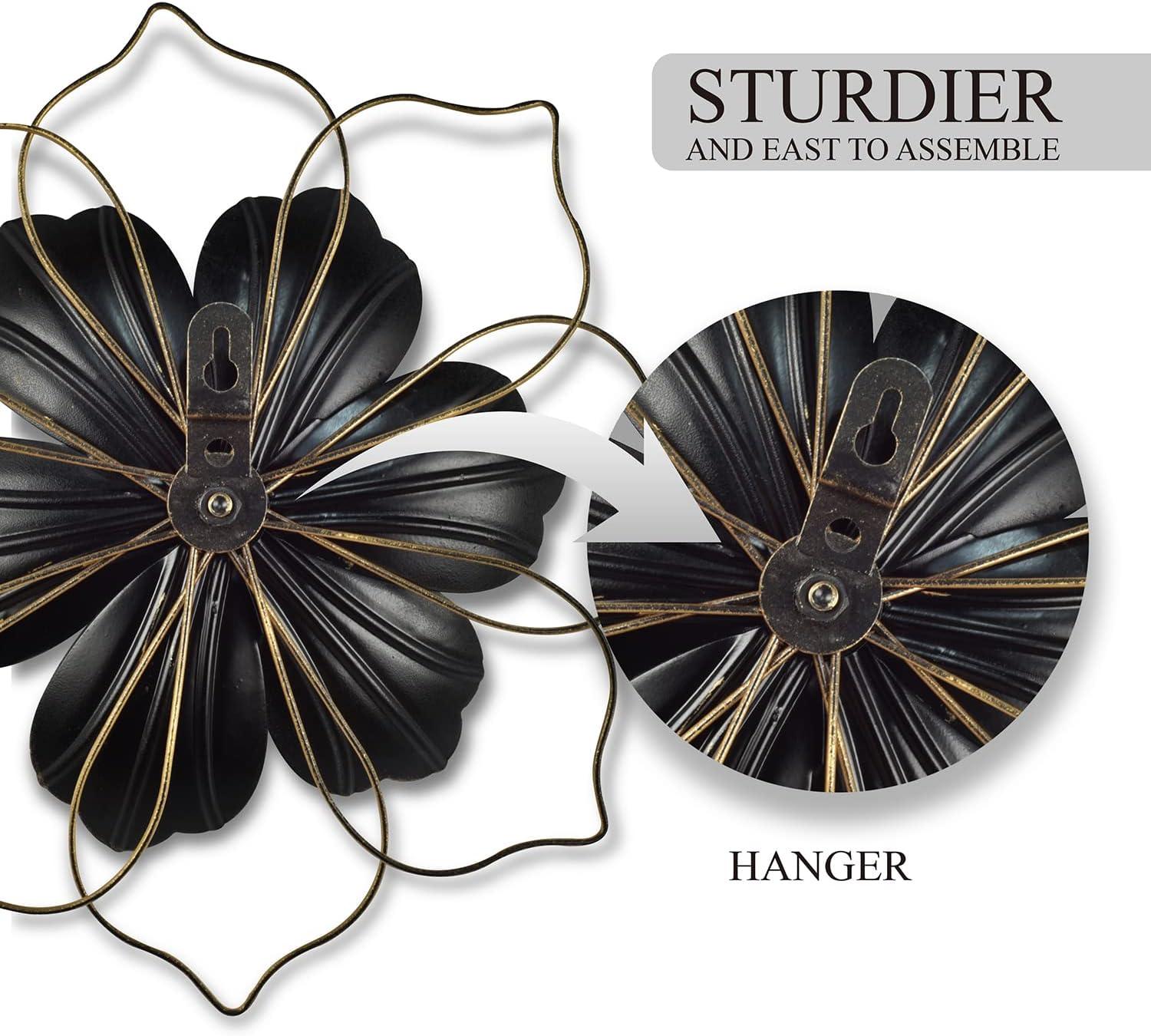 Reflinto Metal Flower Wall Decor, Modern Iron Floral Wall Art Sculpture Farmhouse Hanging Decoration for Home Living Room, Bathroom, Kitchen, indoor, Patio Porch - Blue, 9.5"…