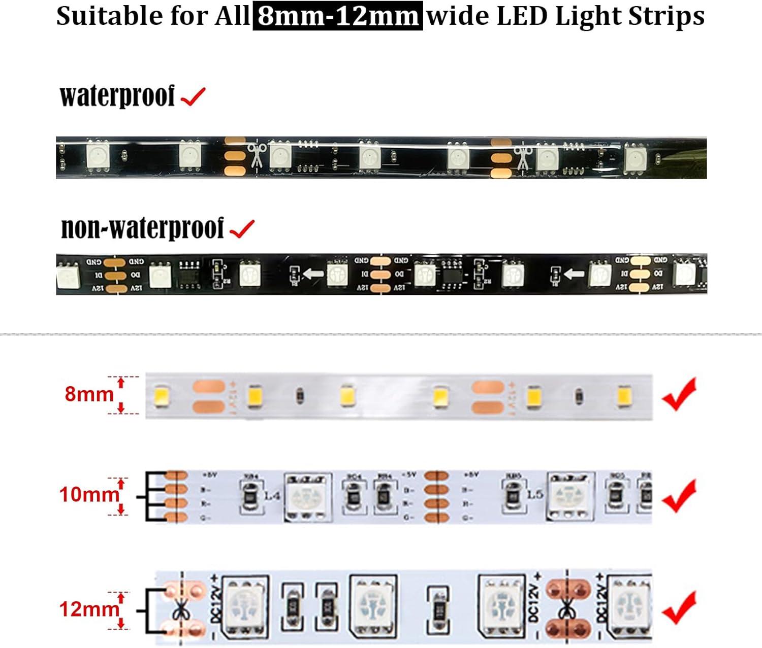 BOXPUT LED Light Strip Corner Connection Holder Replacement LED Light Strip Connectors LED Strip Mounting Clips Gapless Connectors for 8mm-12mm LED Strip Lights CH1