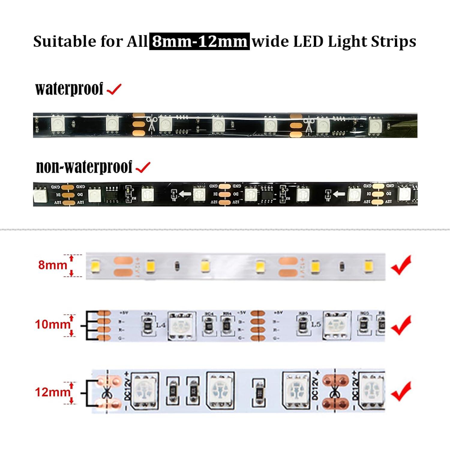 BOXPUT LED Light Strip Corner Connection Holder Replacement LED Light Strip Connectors LED Strip Mounting Clips Gapless Connectors for 8mm-12mm LED Strip Lights CH1