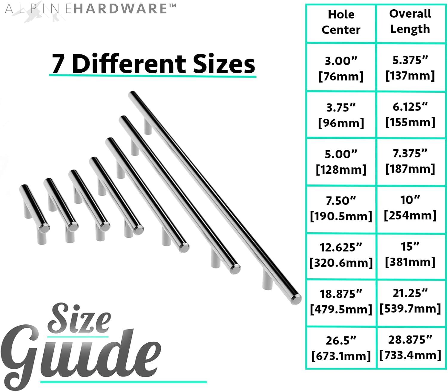 Alpine Hardware Premium Stainless Steel 5" Center to Center Bar Pull Multipack (Set of 5)