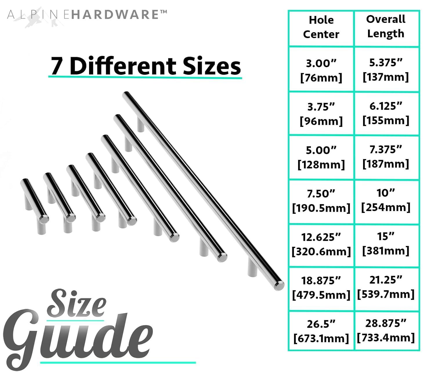 Alpine Hardware Premium Stainless Steel 5" Center to Center Bar Pull Multipack (Set of 5)