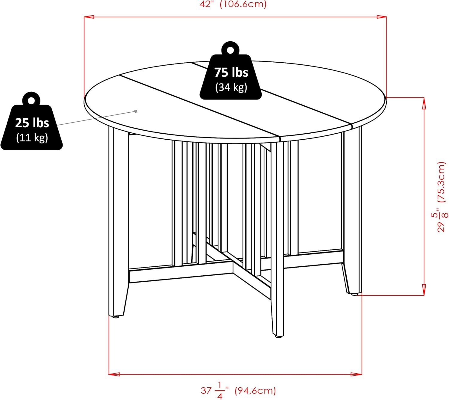 42" Alamo Round Double Drop Leaf Dining Table Wood/Walnut - Winsome: Hardwood Frame, Seats 4, Criss Cross Base