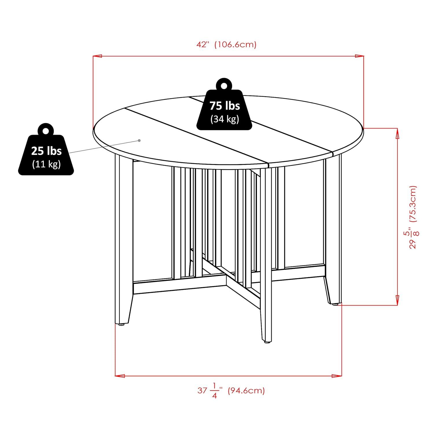 42" Alamo Round Double Drop Leaf Dining Table Wood/Walnut - Winsome: Hardwood Frame, Seats 4, Criss Cross Base