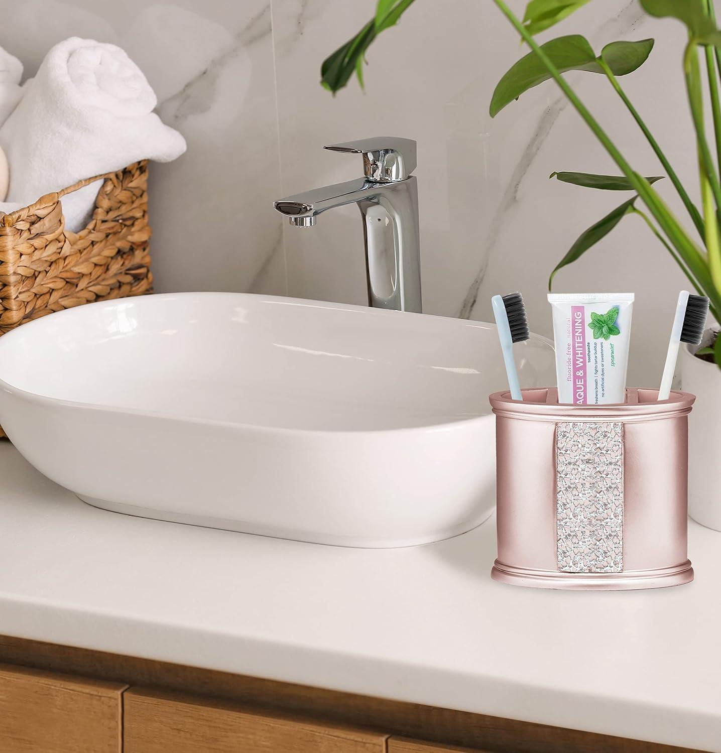 Bath Blush Sinatra Bath Decor Accessories, Premium, Durable, Acrylic Resin, Eco-Friendly Toothbrush Holder (4"H x 5"W x 1"D)