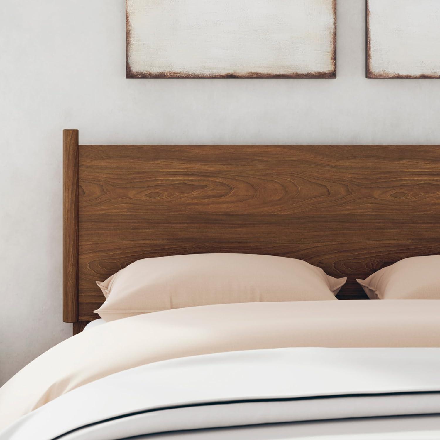 Queen Dark Brown Wood Platform Bed