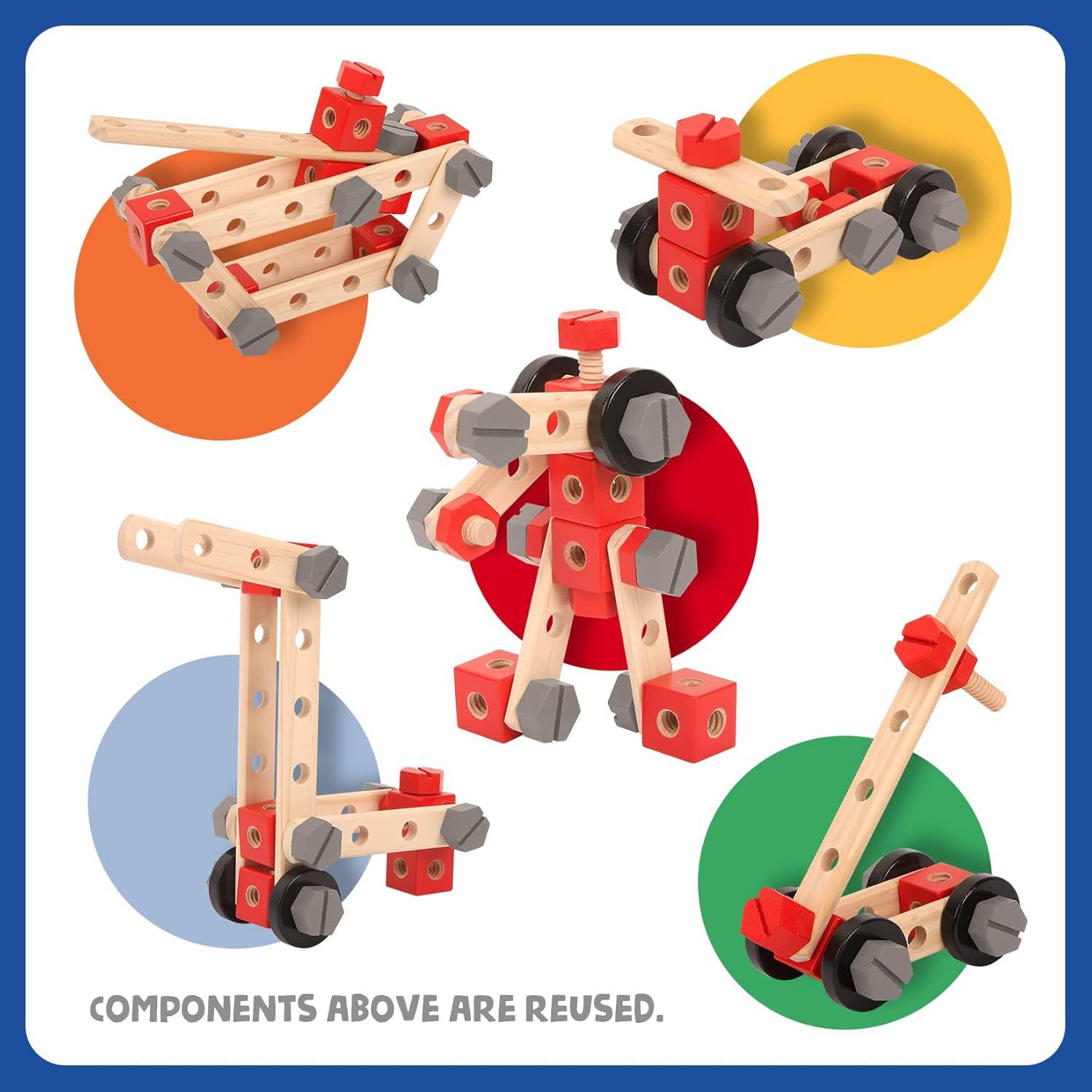 WORKPRO Wooden Workbench Kit Kids Tool Bench, Building Toy Set Creative&Educational Construction Toy, Great Gift for Toddlers 3+