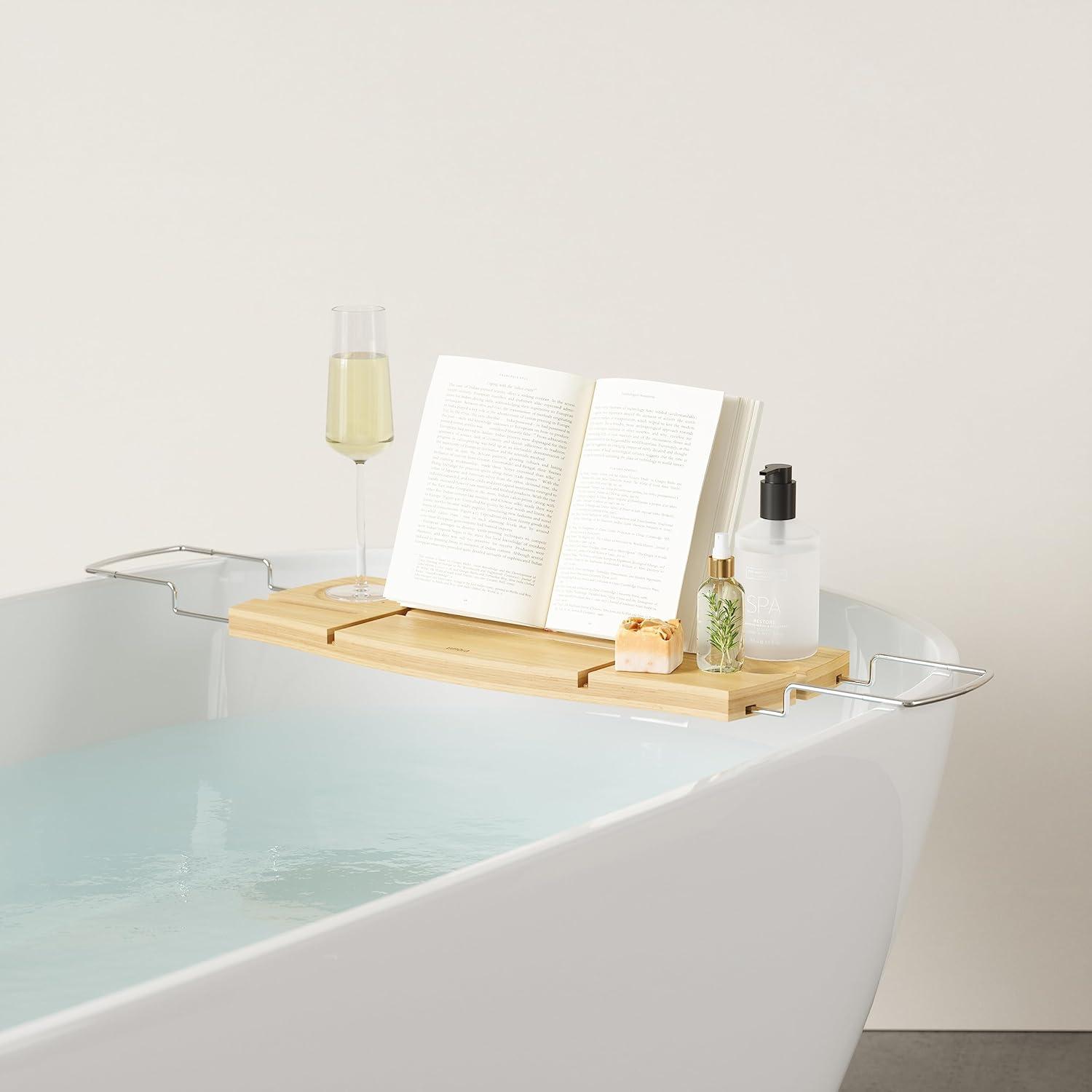 Umbra Aquala Extendable And Adjustable Bamboo Bathtub Caddy