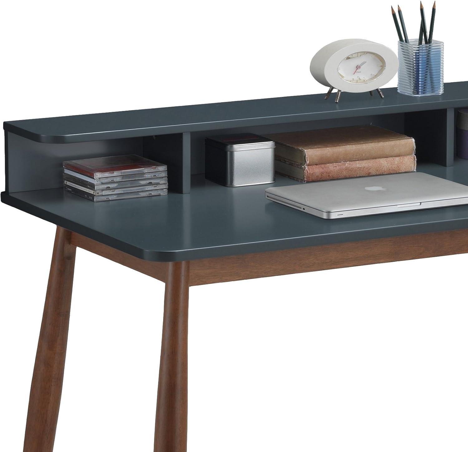 Roundhill Furniture Roskilde Storage Wood Office Desk, Gray Blue