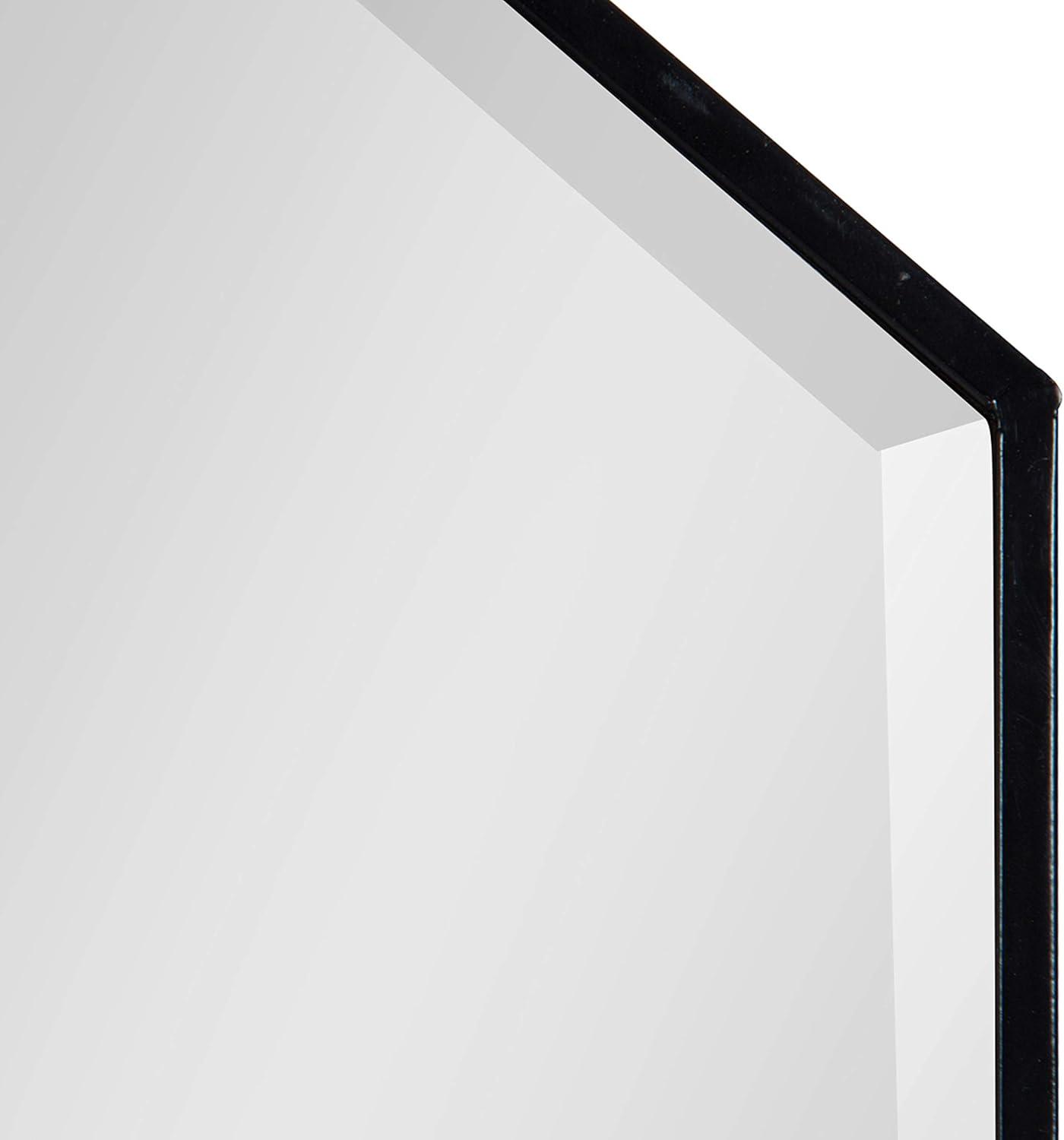 Kate & Laurel All Things Decor 10"x42" Roycen Metal Accent Wall Mirror Black: Modern Hexagon Shape, No Assembly, Wall Mount