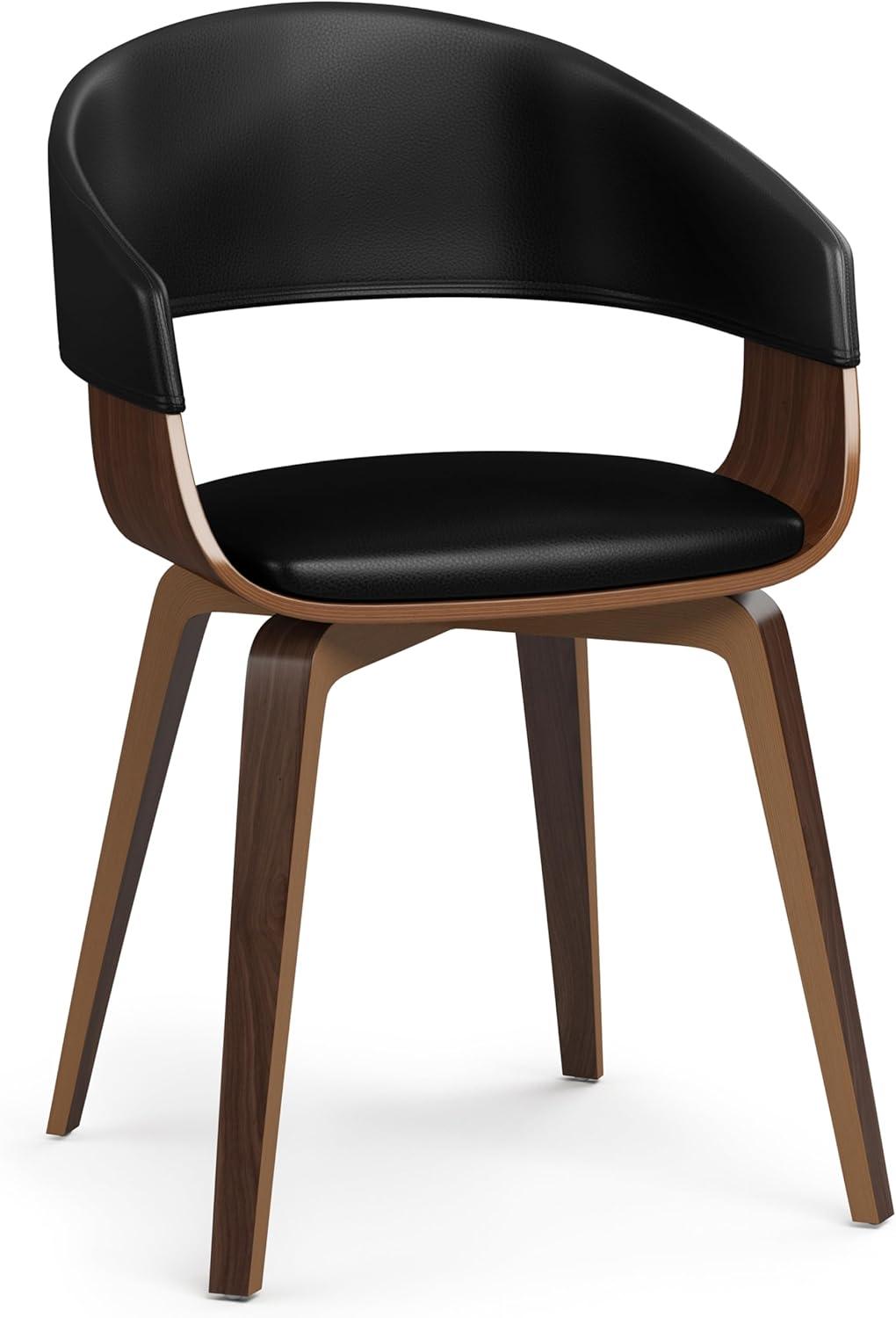 Simpli Home Lowell Bentwood Upholstered Dining Chair with Curved Backrest in Mid-Century Modern Style