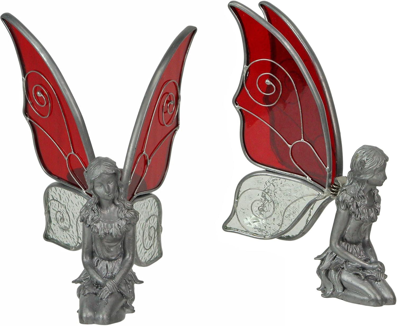 Things2Die4 Kneeling Fairies Pewter Figurines Decor Sculptures (Set of 2)