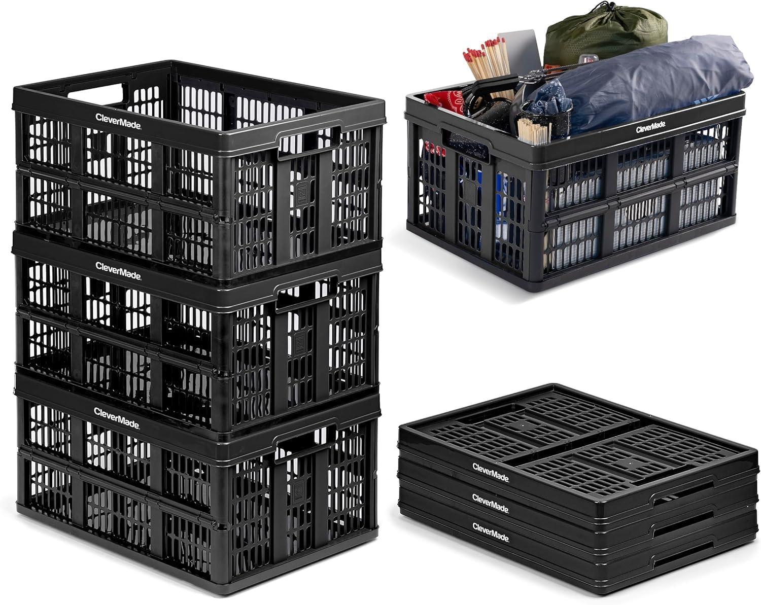 CleverMade Collapsible Utility Crate - 45L (12 Gal) Obsidian, 1 Pack