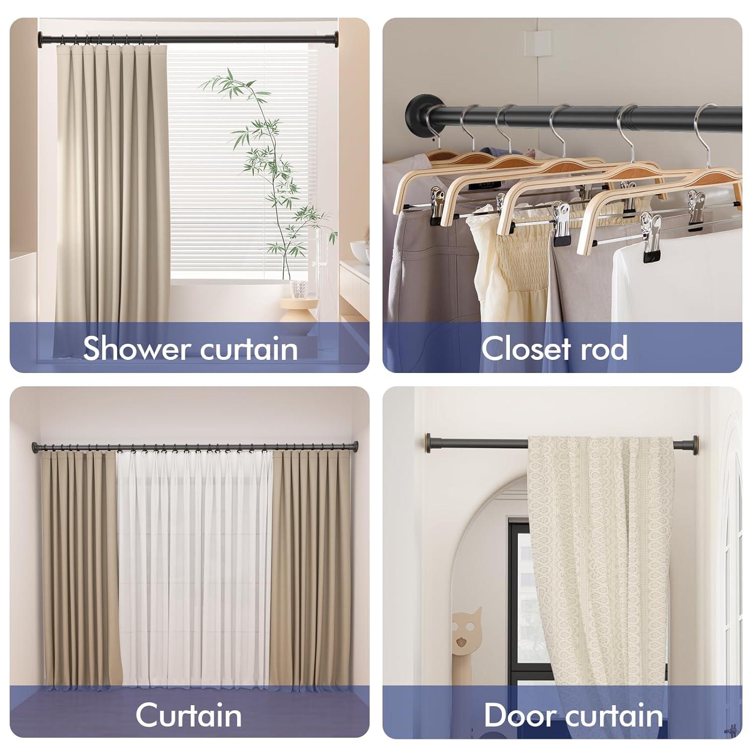 The Shower Curtain Rod, Adjustable 32-89 Inch Spring Tension Shower Rods.