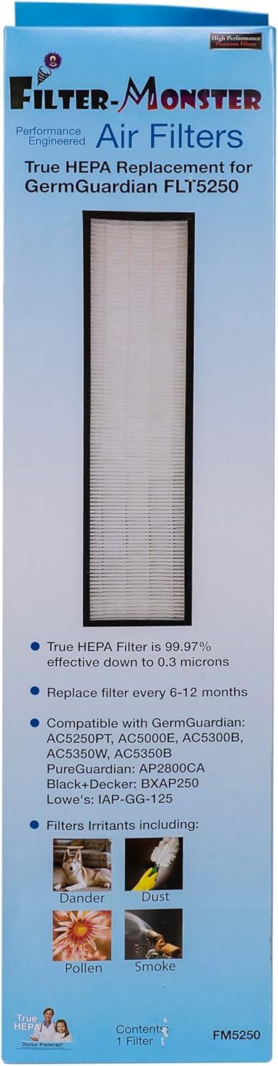 Filter-Monster – Replacement HEPA Filter with Carbon Pre-Filter Set, 1 Pack - Compatible with GermGuardian FLT5000 Air Purifier Filter Size C