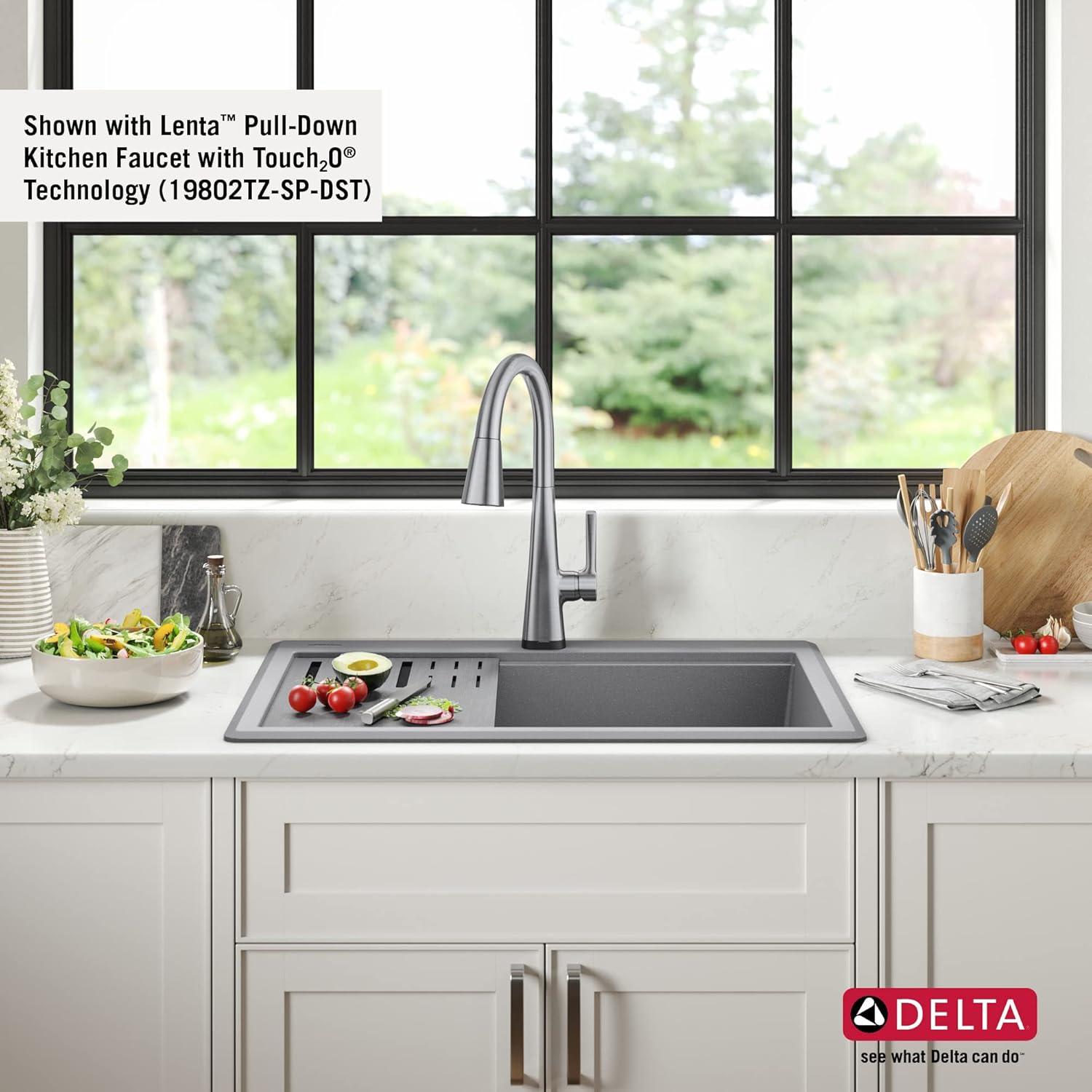 DELTA Everest™ 30" L Granite Composite Workstation Kitchen Sink Drop-In Top Mount Single Bowl with WorkFlow™ Ledge