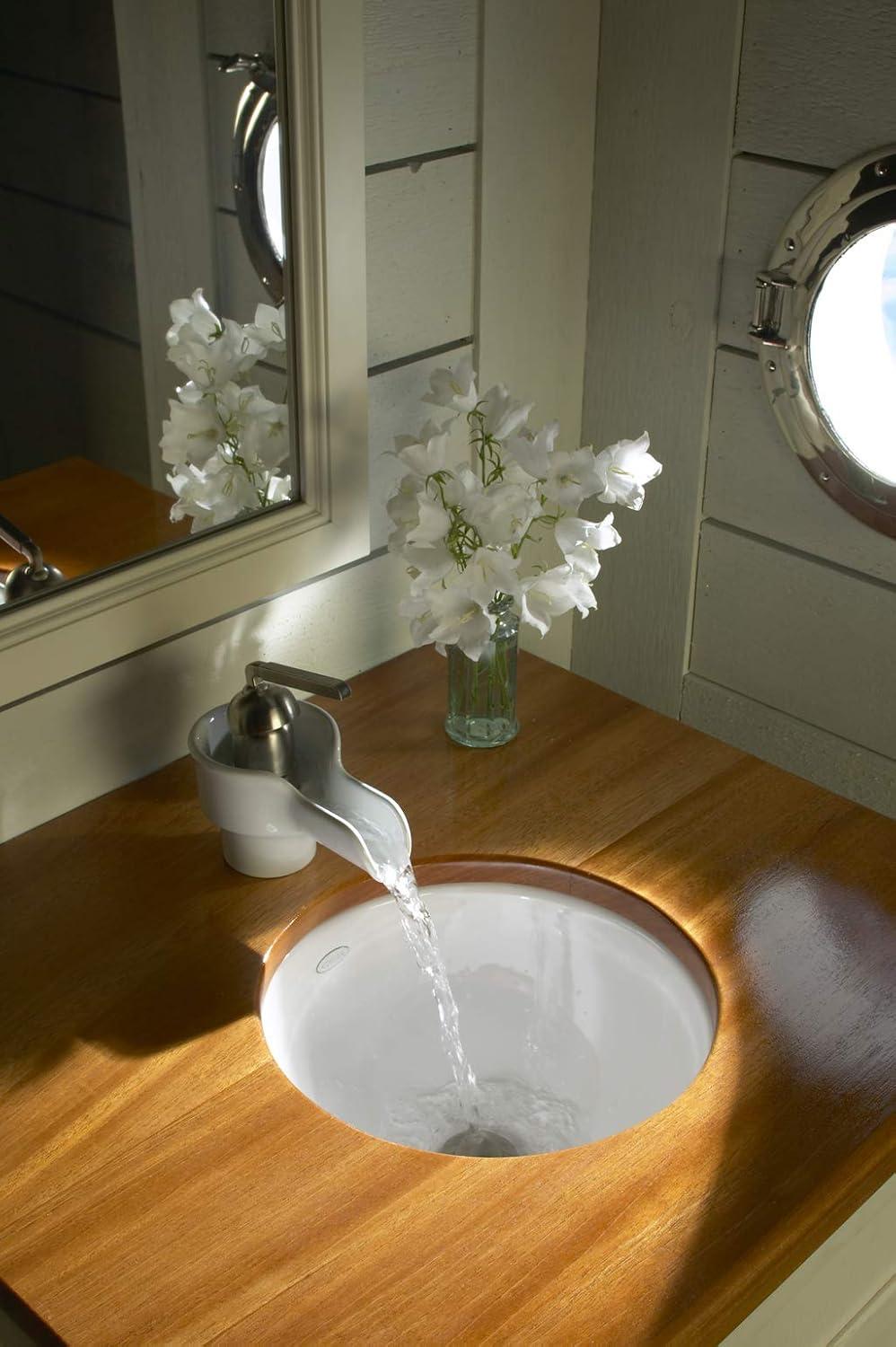 Compass White Ceramic Round Dual Mount Bathroom Sink